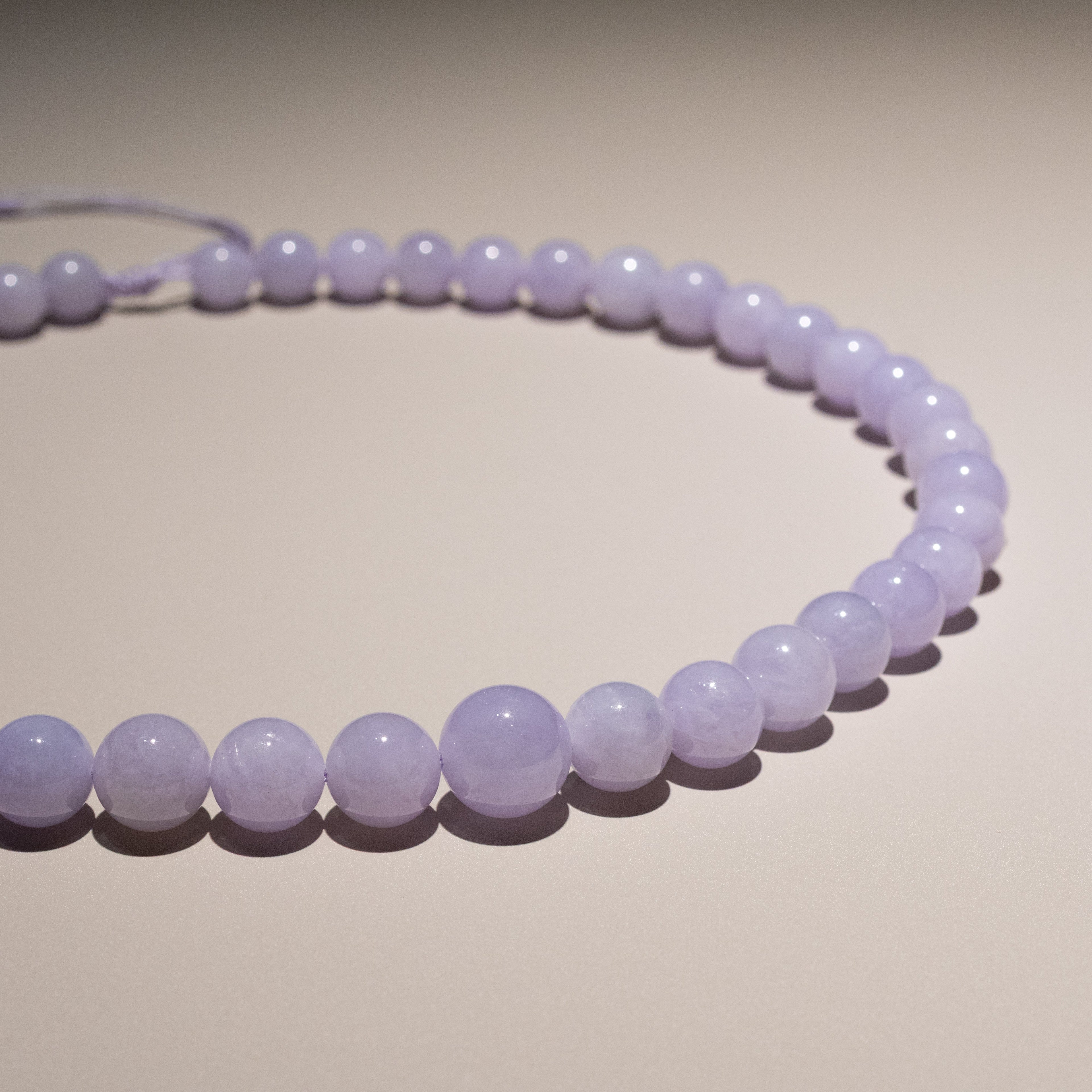 Natural Rare Purple Jade Bead Necklace – Collector’s Gemstone Jewelry – Grade-A Jade