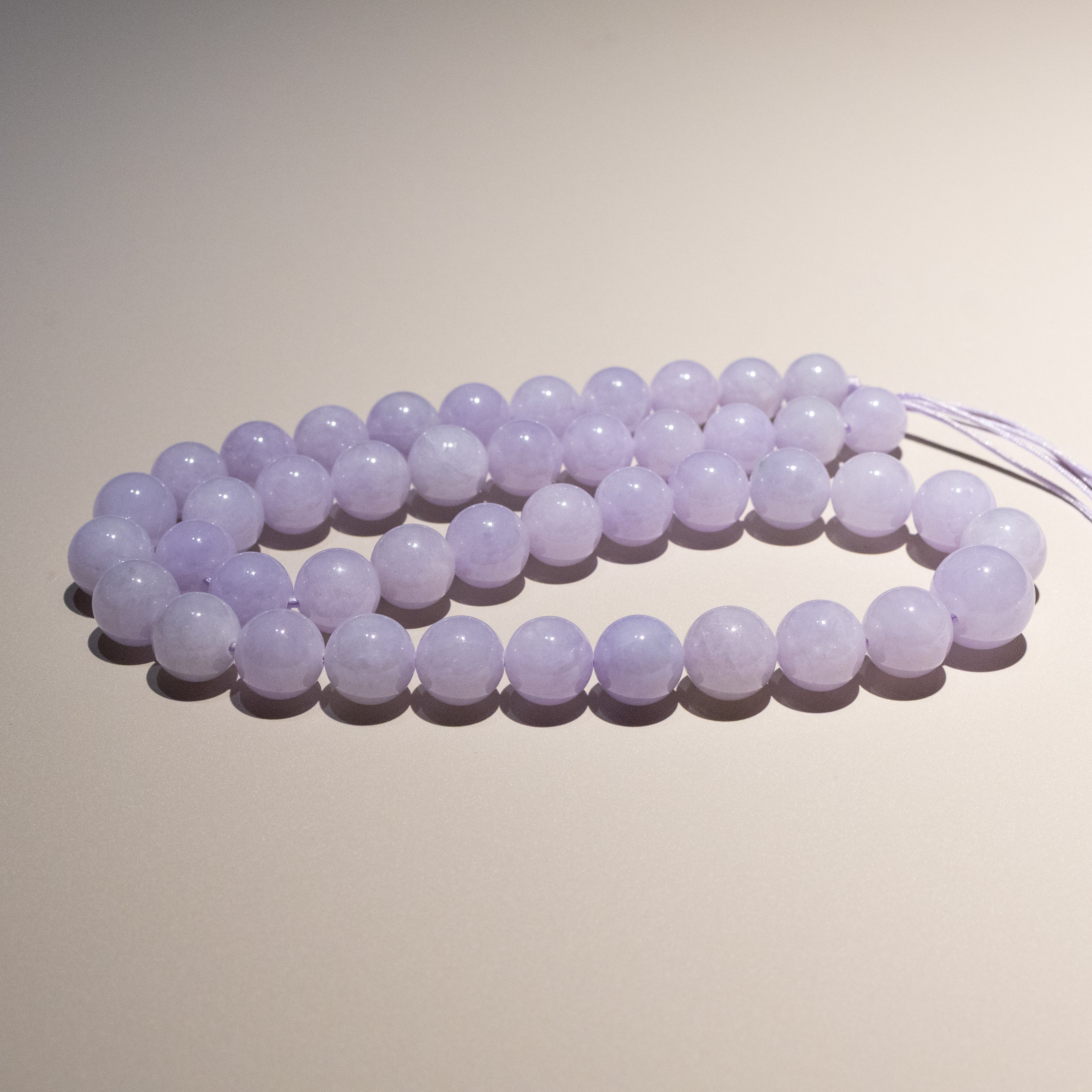 Natural Rare Purple Jade Bead Necklace – Collector’s Gemstone Jewelry – Grade-A Jade