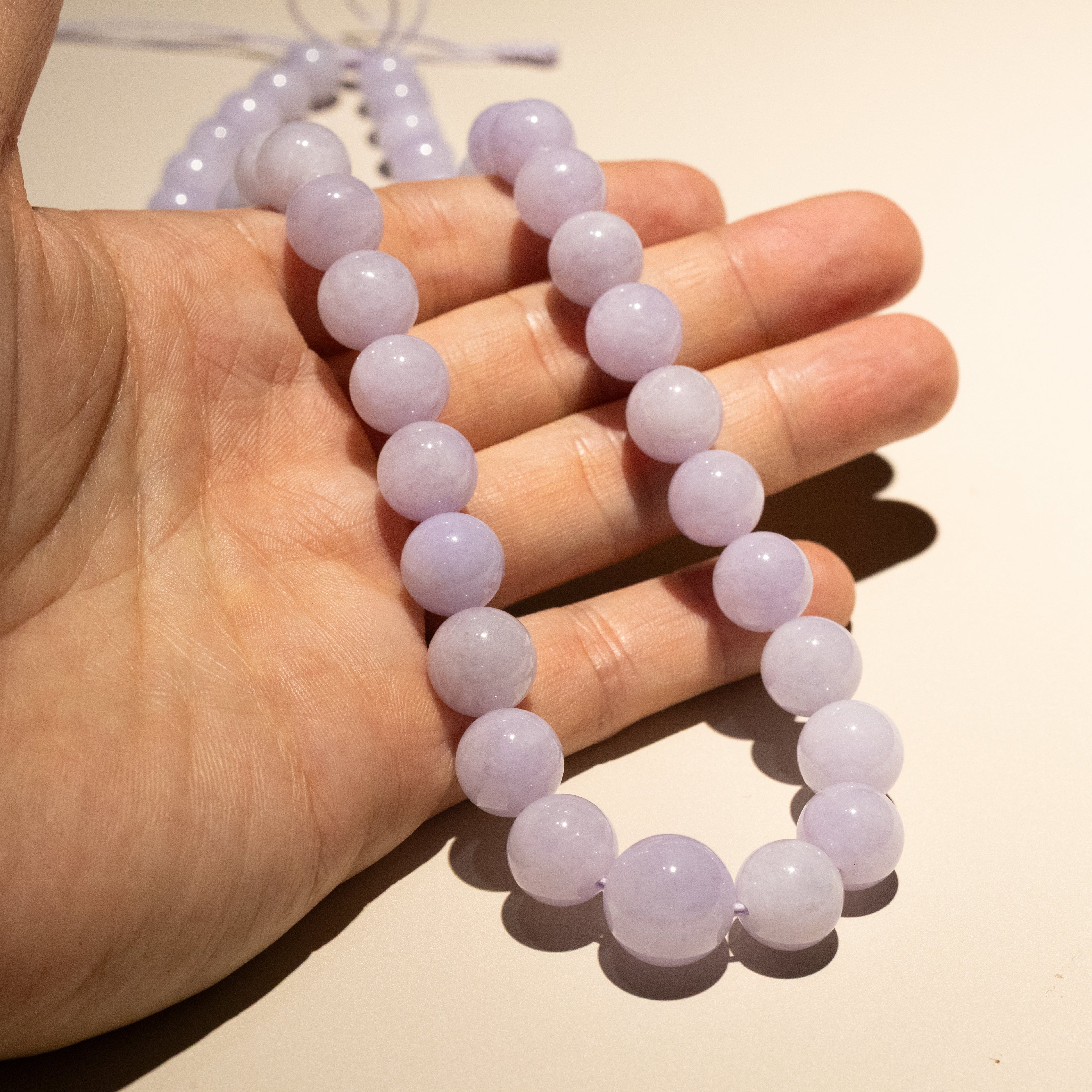 Natural Rare Purple Jade Bead Necklace – Collector’s Gemstone Jewelry – Grade-A Jade