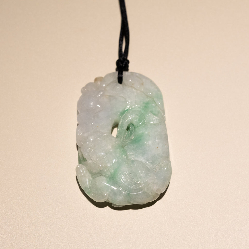 Carved Dragon Jade Pendant Natural Untreated Burmese Jade