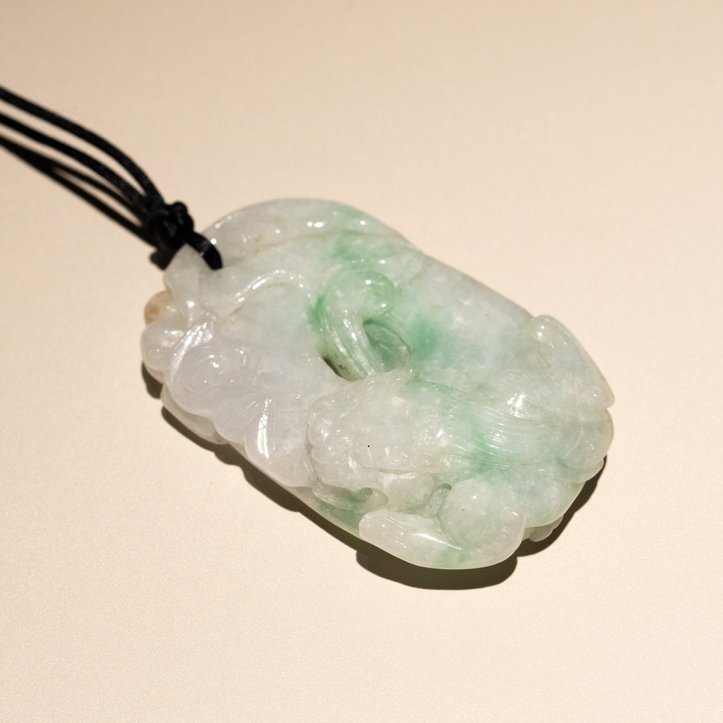 Carved Dragon Jade Pendant Natural Untreated Burmese Jade