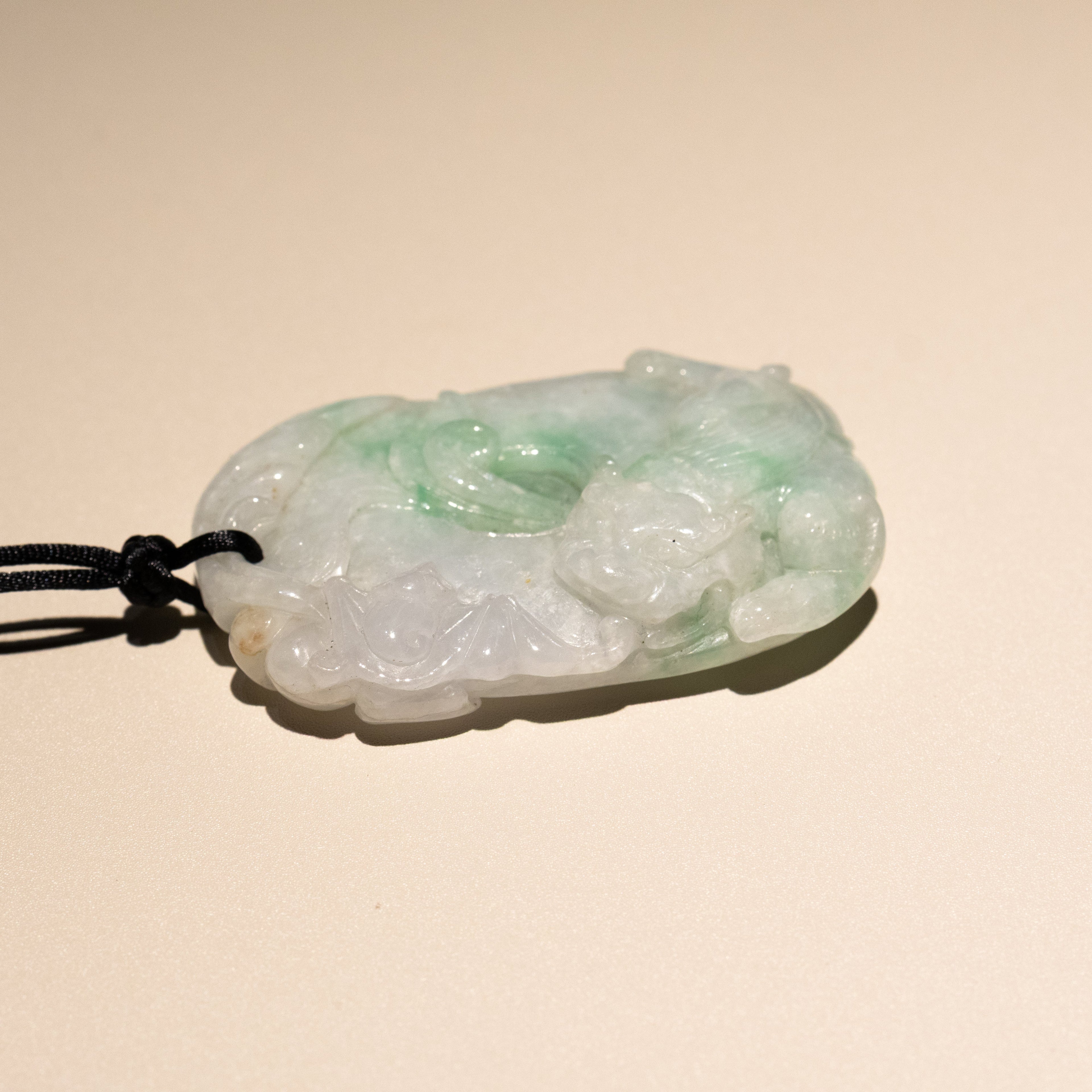 Carved Dragon Jade Pendant Natural Untreated Burmese Jade