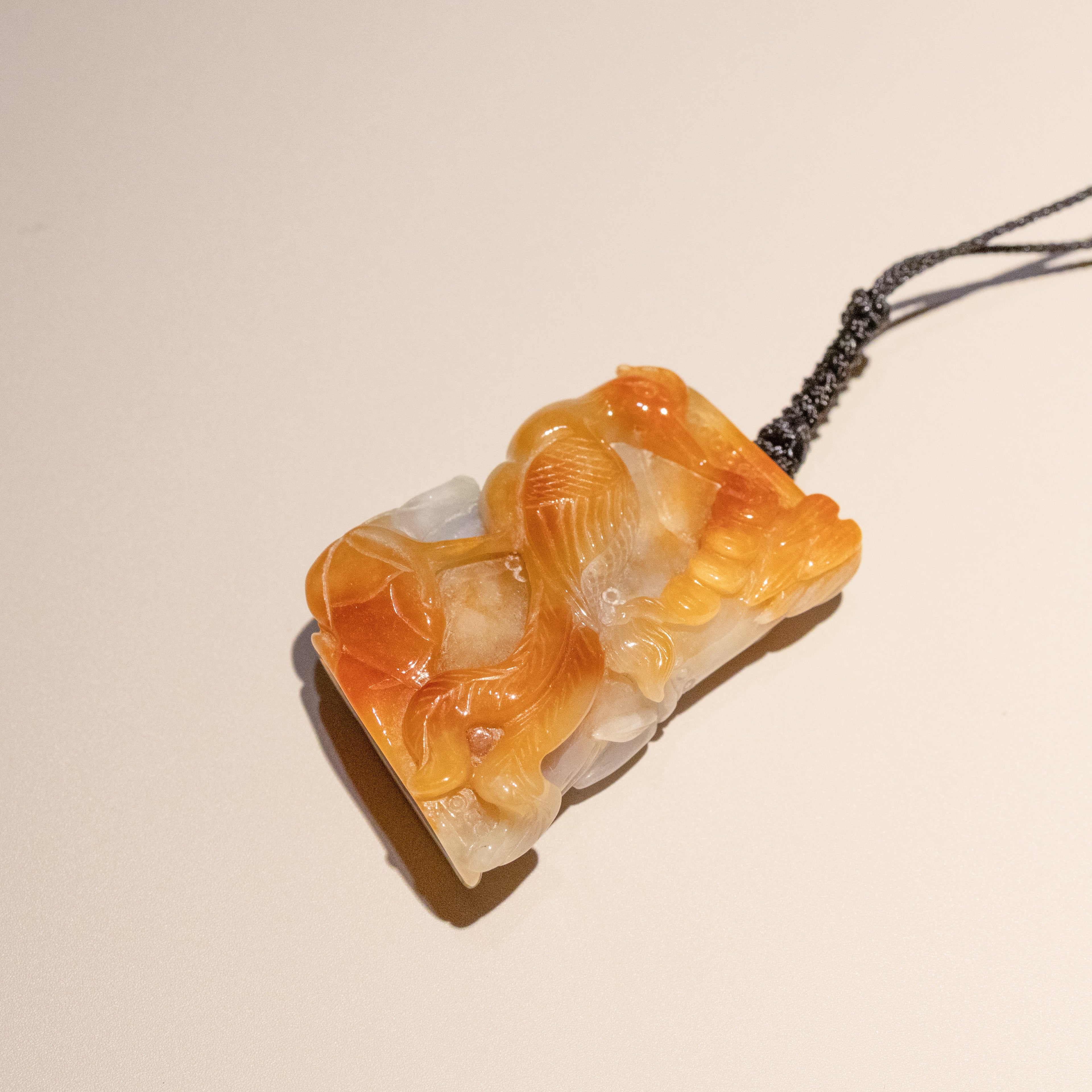 Carved Dragon Jade Pendant Natural Untreated Burmese Jade
