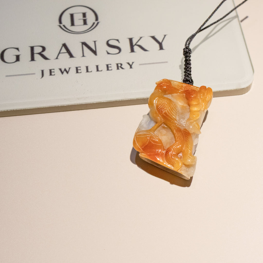 Carved Dragon Jade Pendant Natural Untreated Burmese Jade