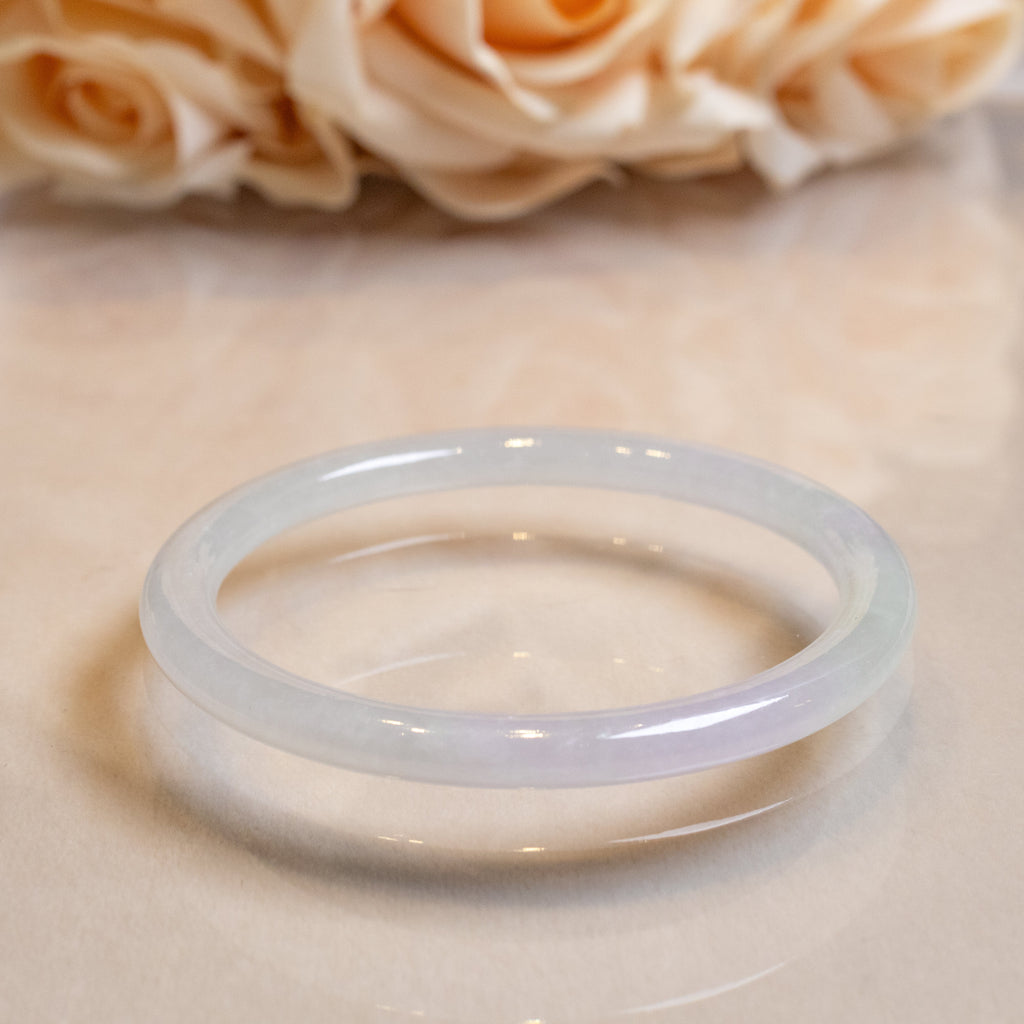 59mm Two-Tone Green Purple Color Jadeite Bangle – Natural Grade-A Jade
