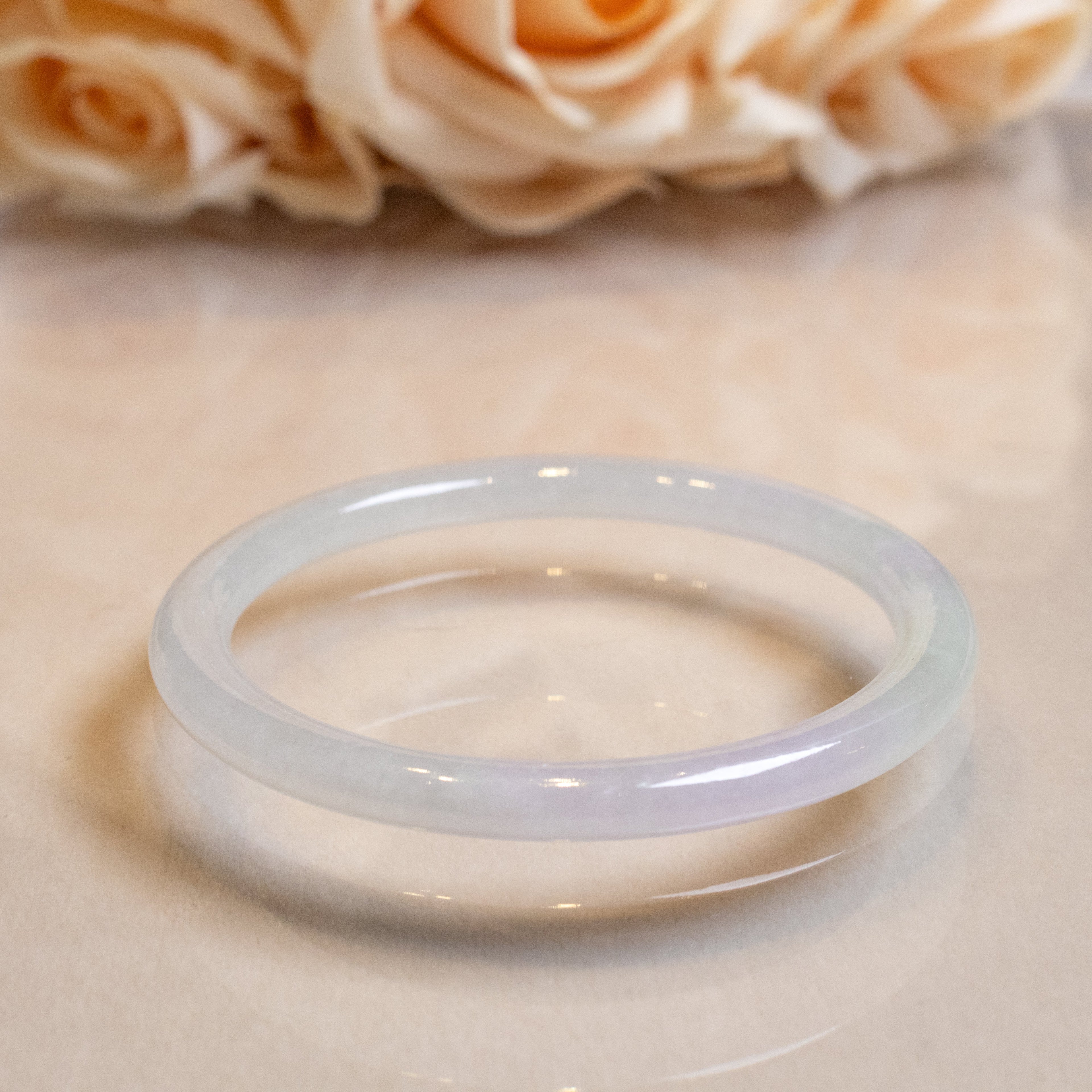 59mm Two-Tone Green Purple Color Jadeite Bangle – Natural Grade-A Jade