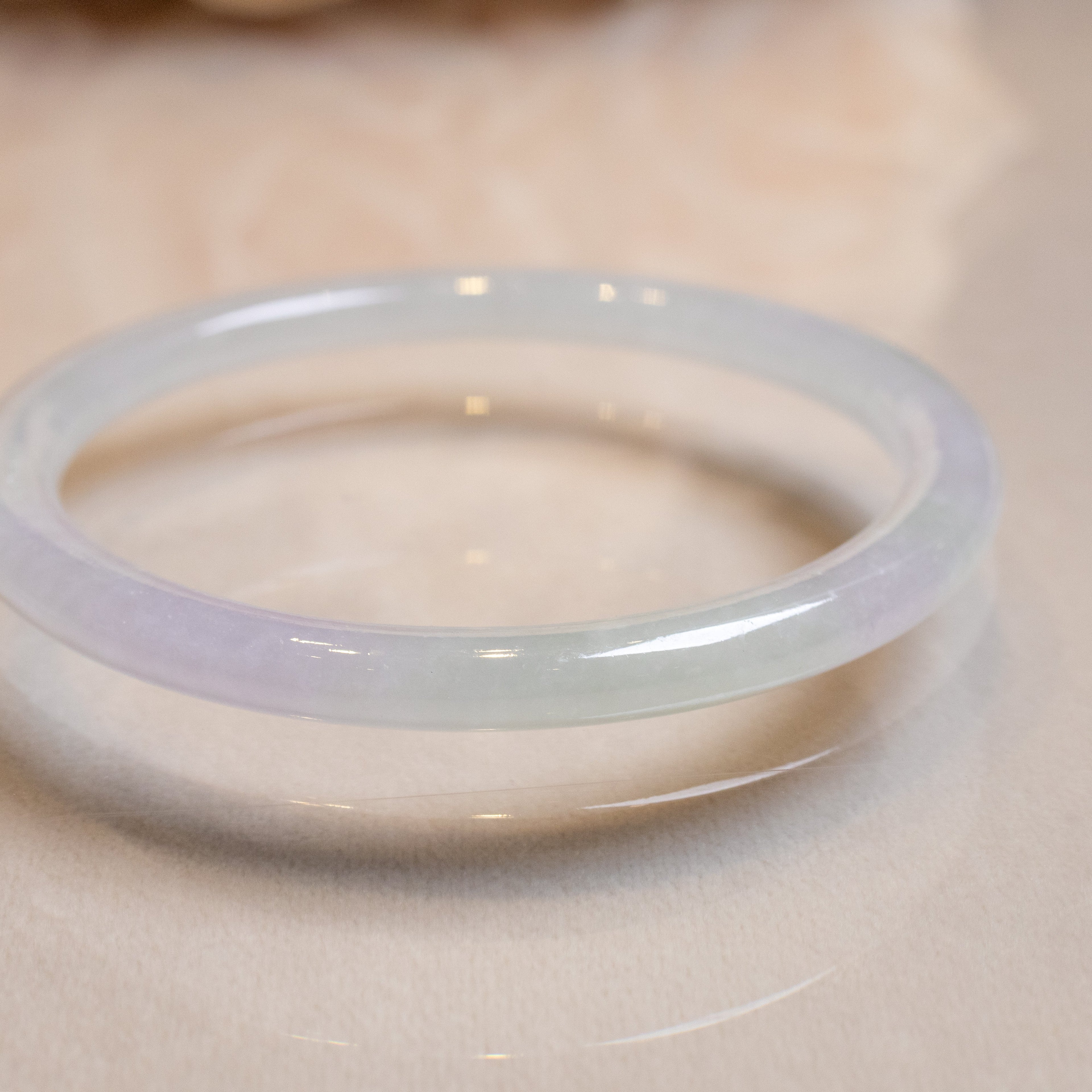 59mm Two-Tone Green Purple Color Jadeite Bangle – Natural Grade-A Jade