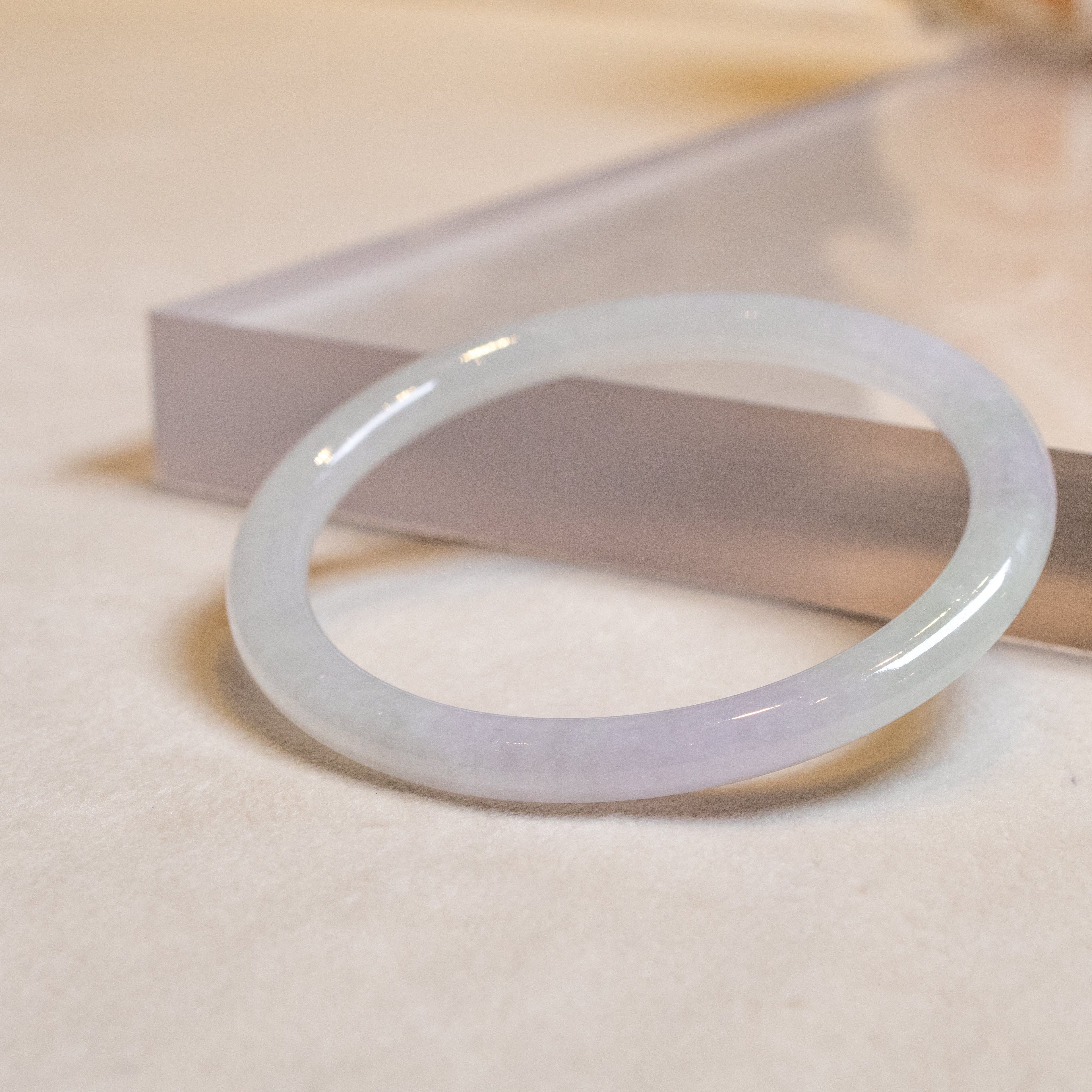 59mm Two-Tone Green Purple Color Jadeite Bangle – Natural Grade-A Jade