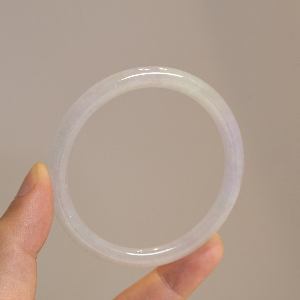 59mm Two-Tone Green Purple Color Jadeite Bangle – Natural Grade-A Jade