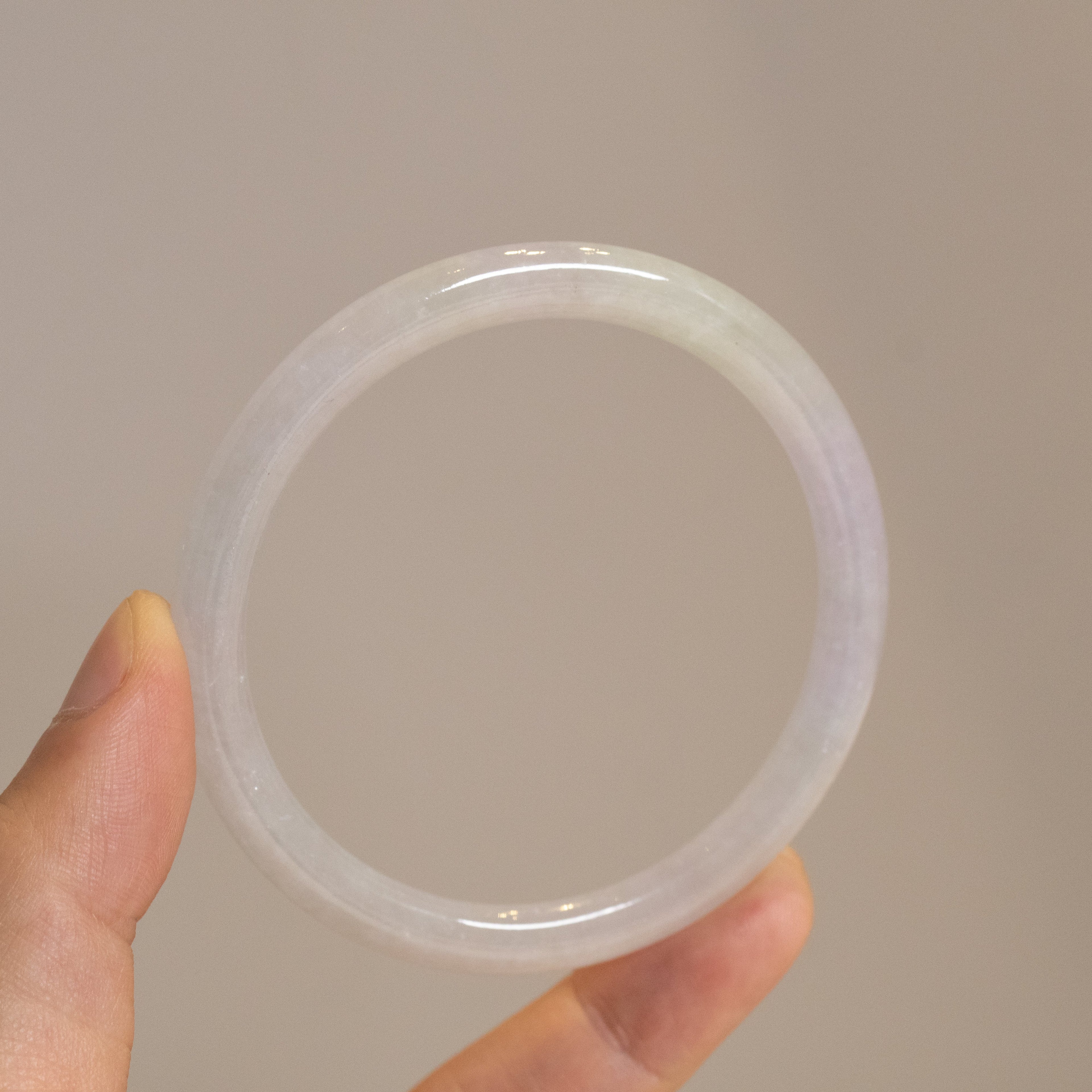 59mm Two-Tone Green Purple Color Jadeite Bangle – Natural Grade-A Jade