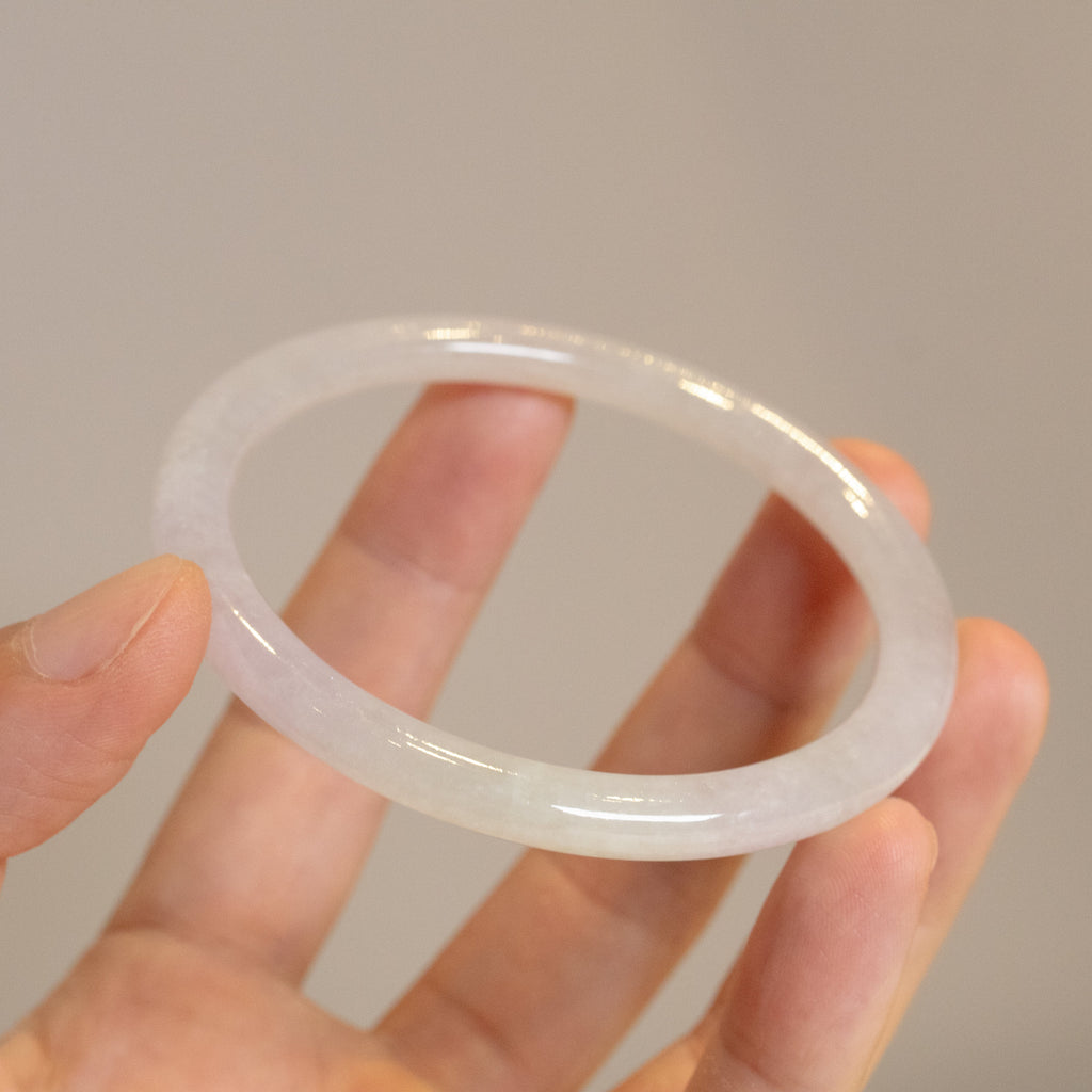 59mm Two-Tone Green Purple Color Jadeite Bangle – Natural Grade-A Jade