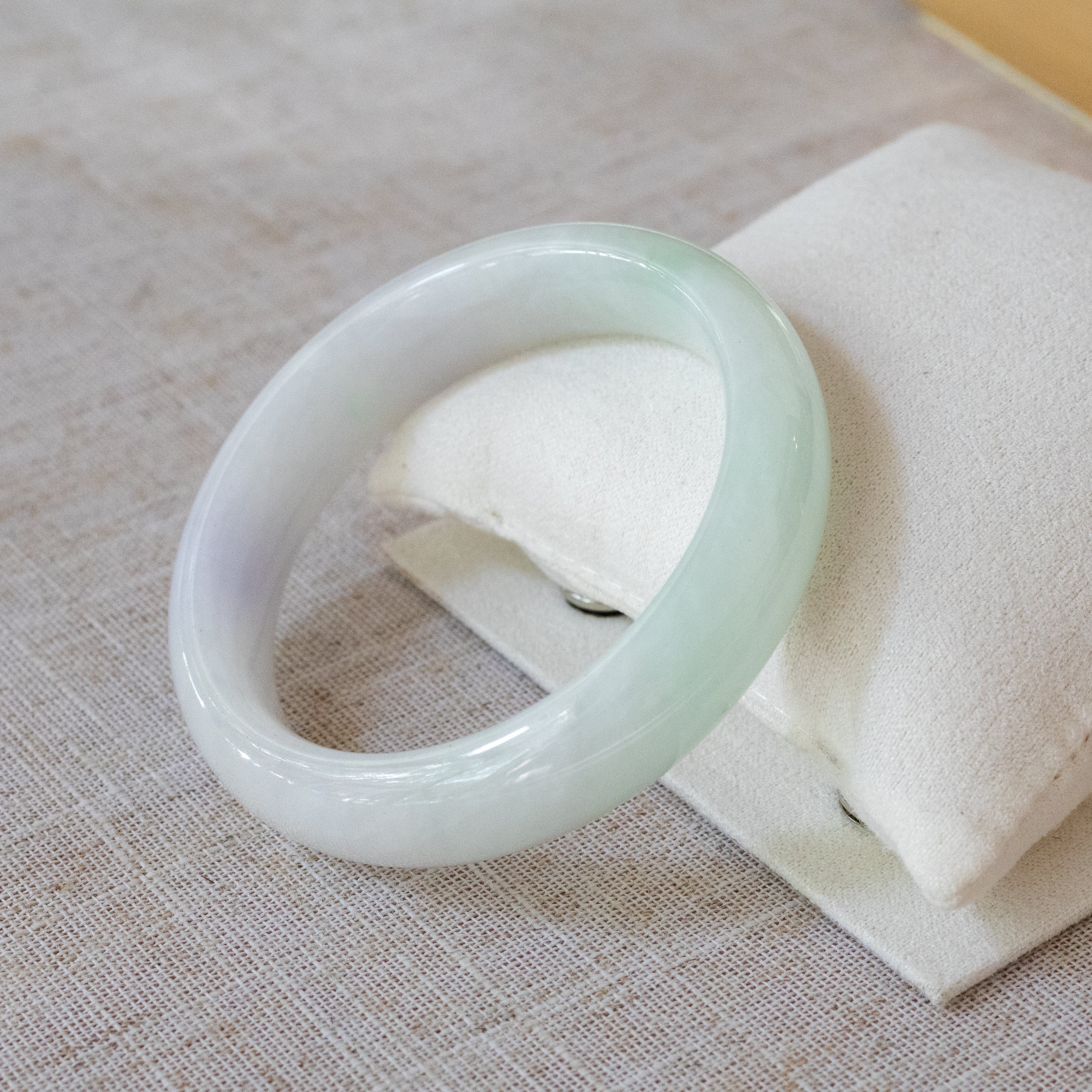 57mm Two-Tone Green Purple Color Jadeite Bangle – Natural Grade-A Jade