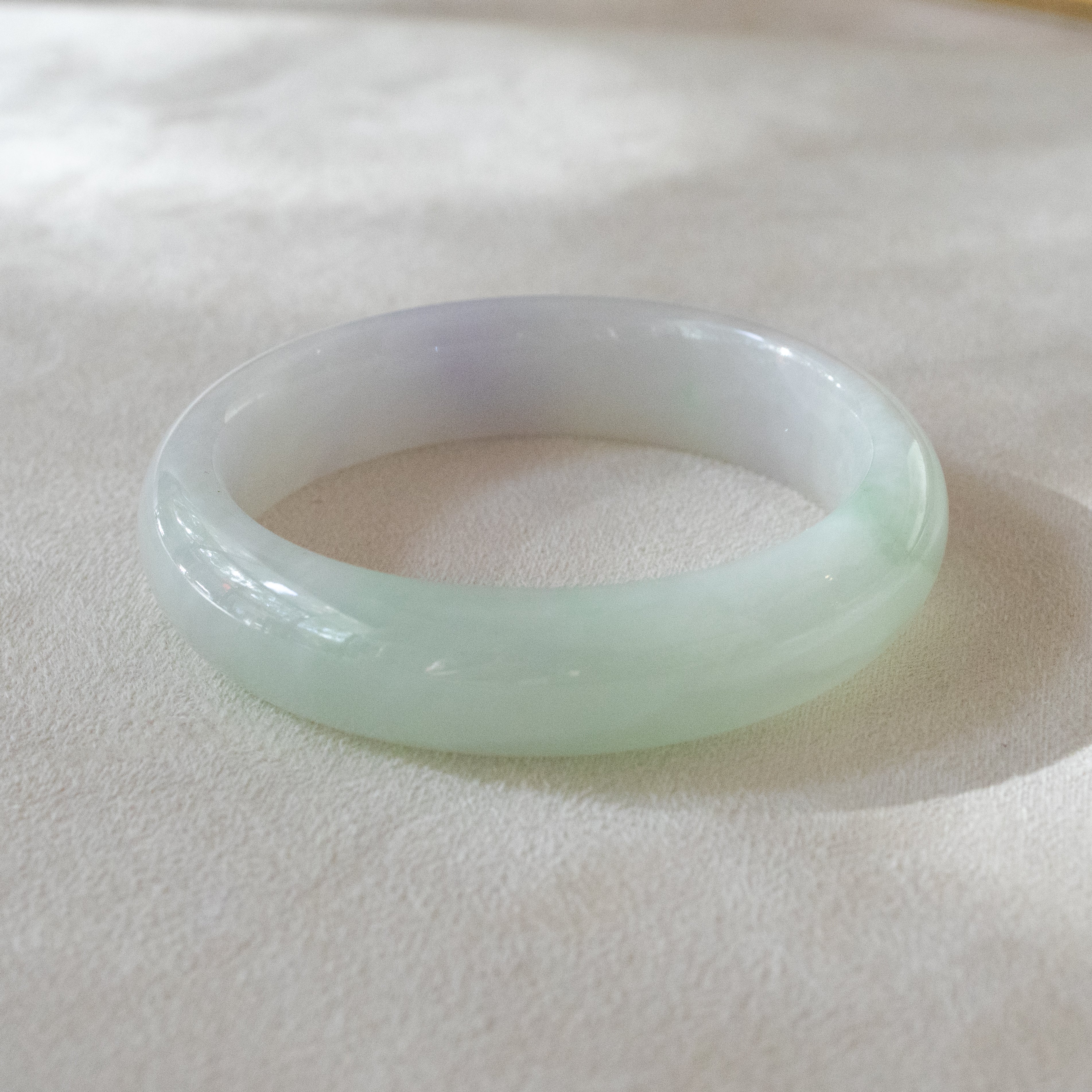 57mm Two-Tone Green Purple Color Jadeite Bangle – Natural Grade-A Jade