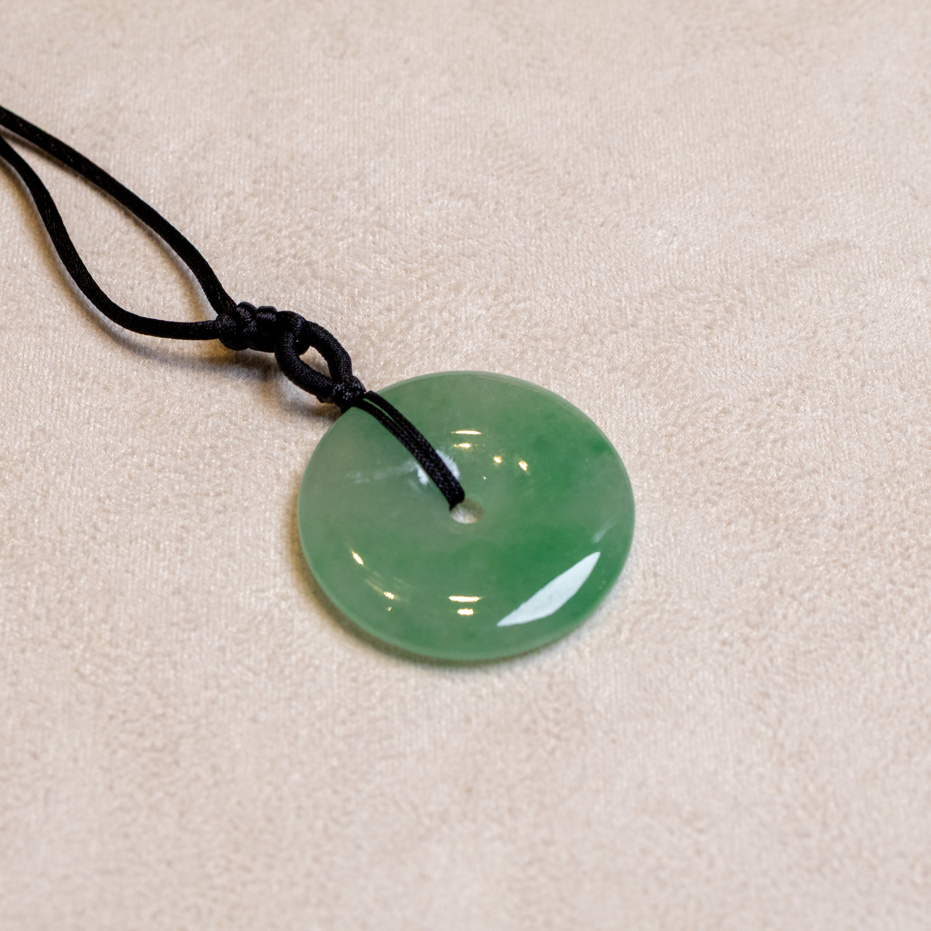 28.3mm Green Jade Donut Pendant - Grade-A Natural Jadeite