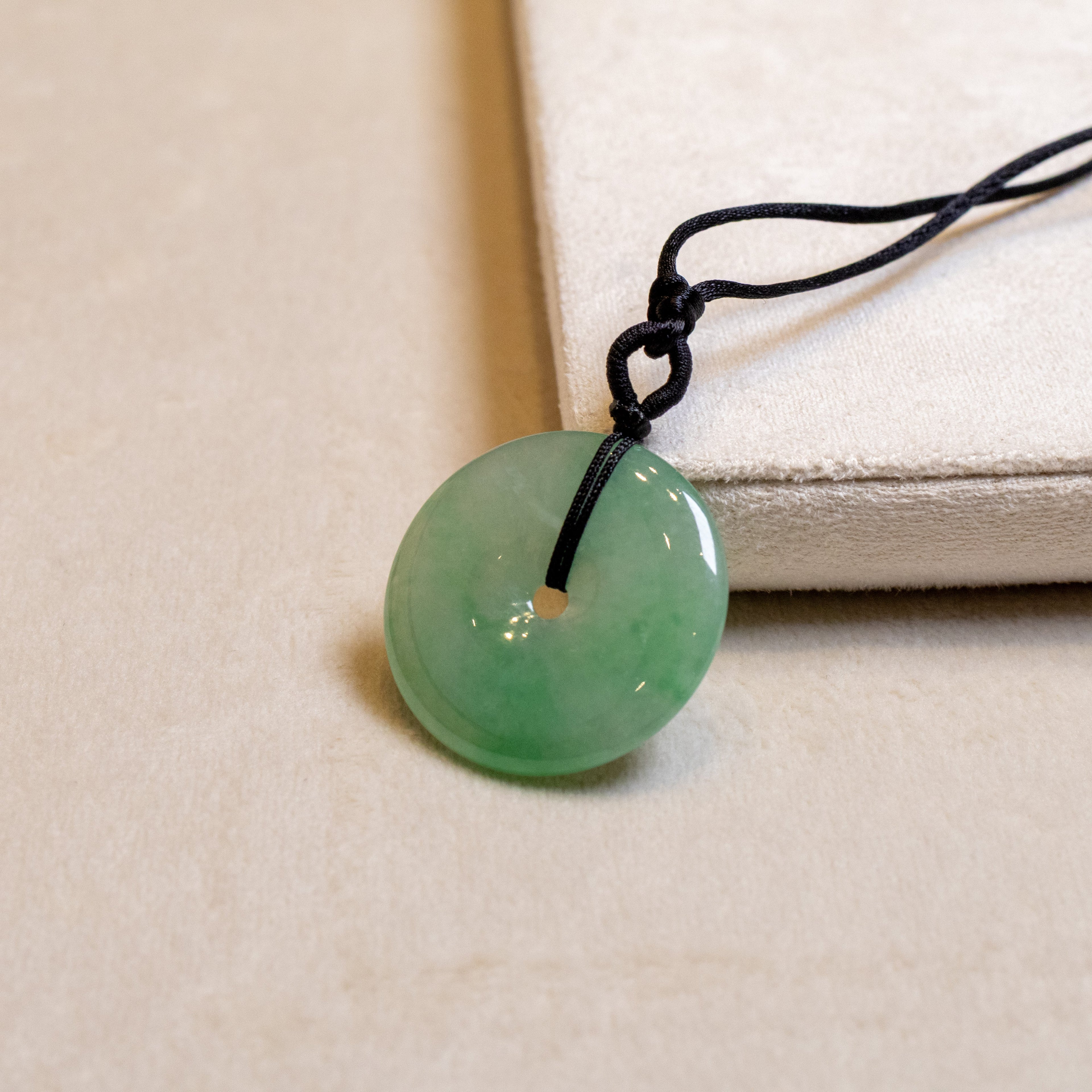 28.3mm Green Jade Donut Pendant - Grade-A Natural Jadeite