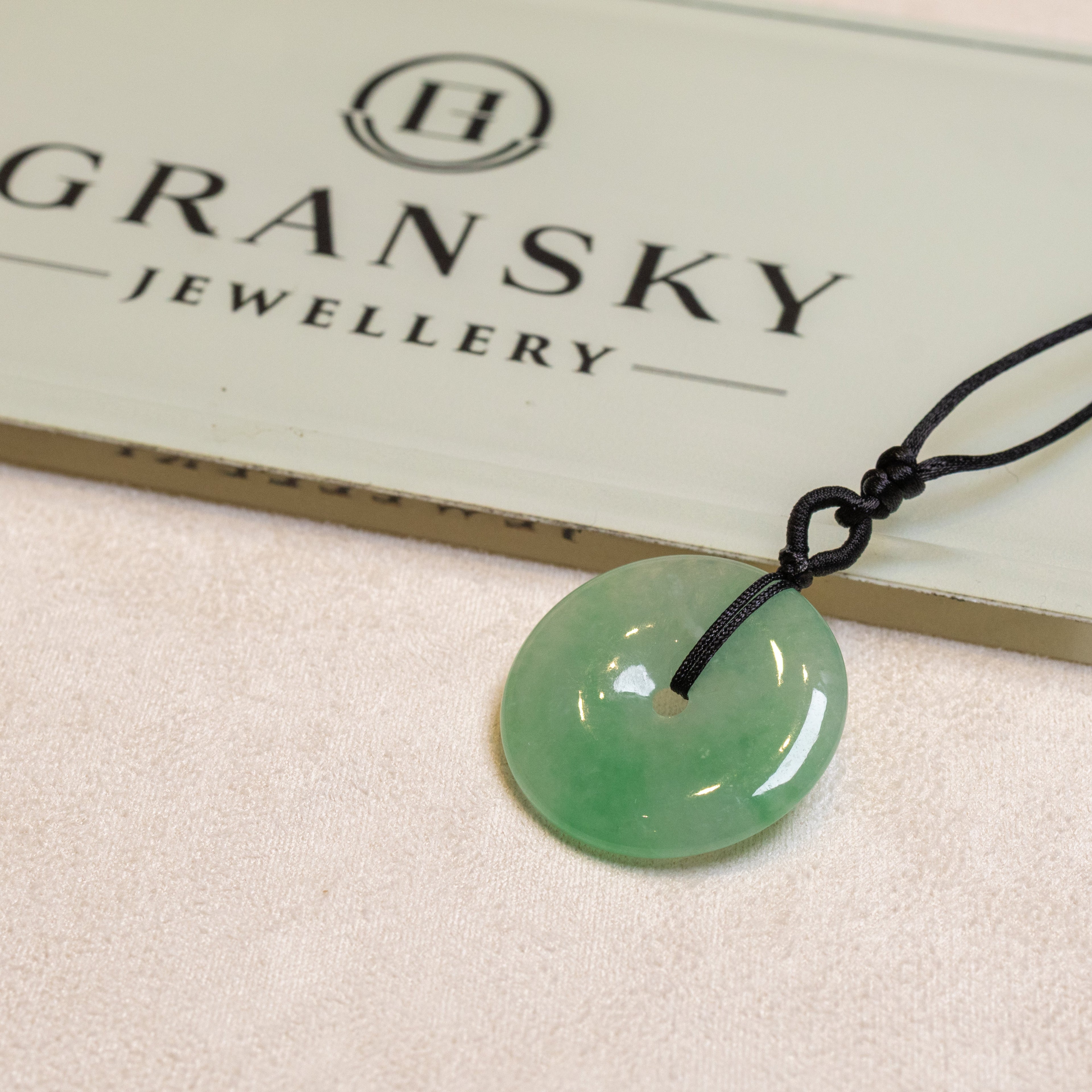 28.3mm Green Jade Donut Pendant - Grade-A Natural Jadeite