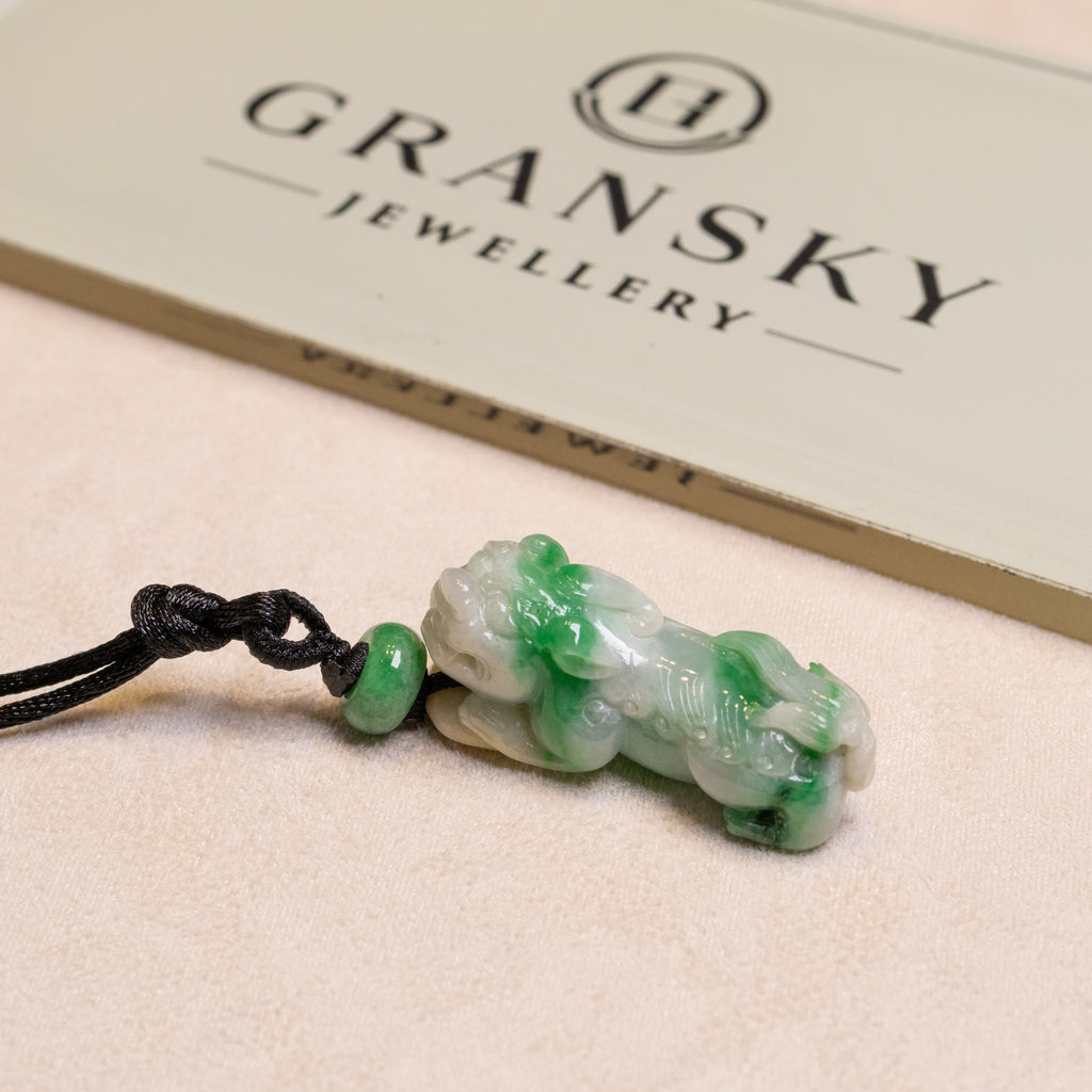 Green Handcrafted PiXiu Jade Pendant - Natural Type A Jade