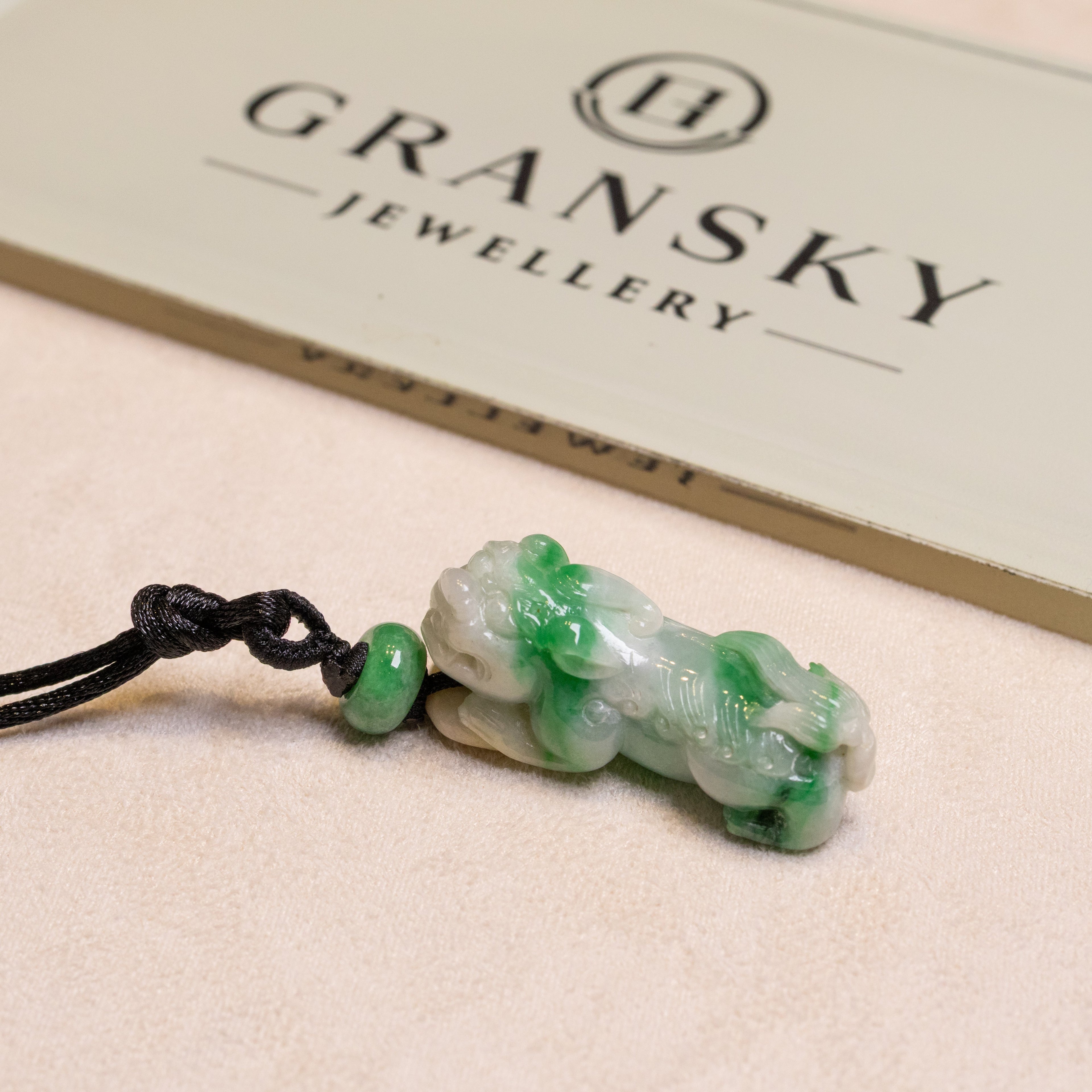 Green Handcrafted PiXiu Jade Pendant - Natural Type A Jade