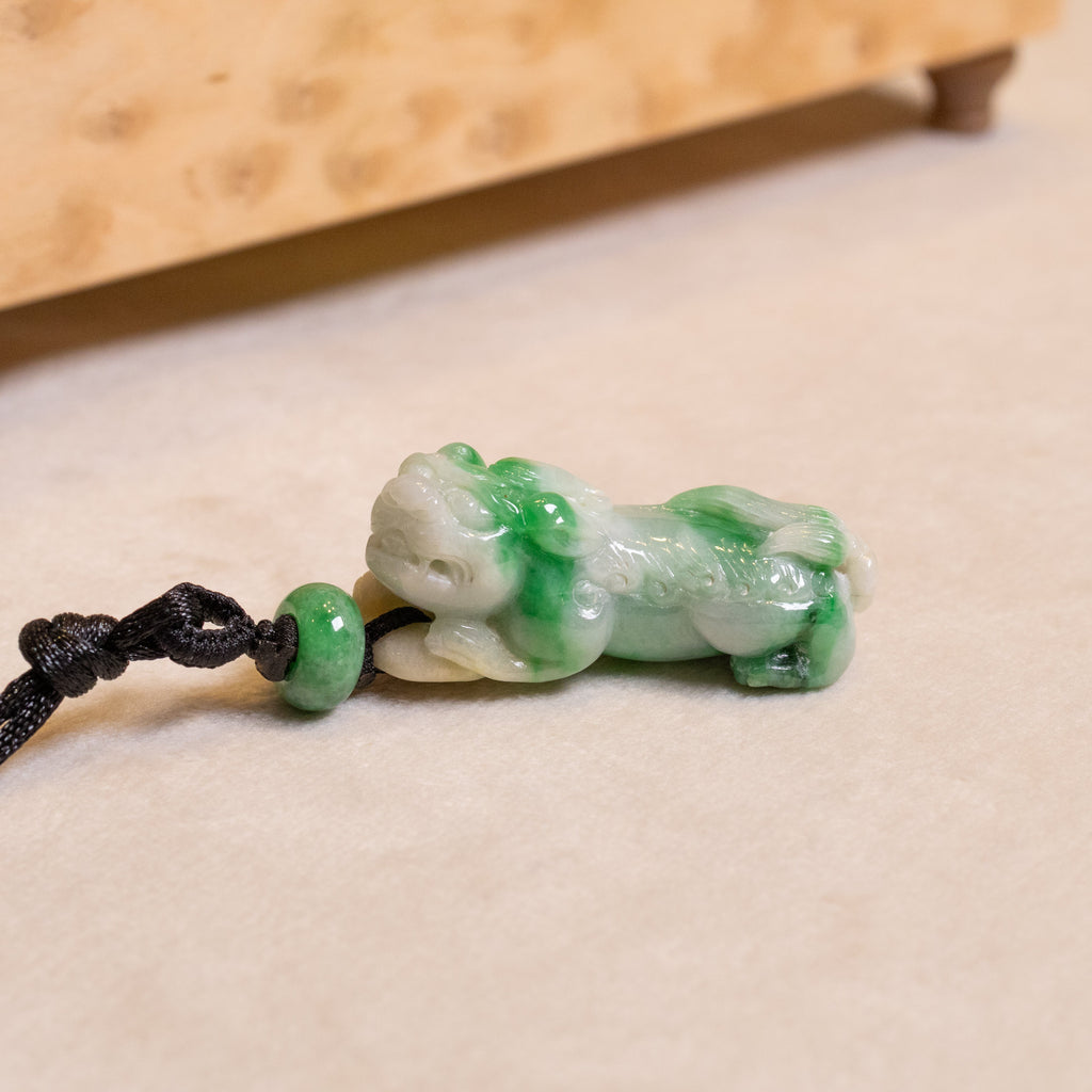 Green Handcrafted PiXiu Jade Pendant - Natural Type A Jade
