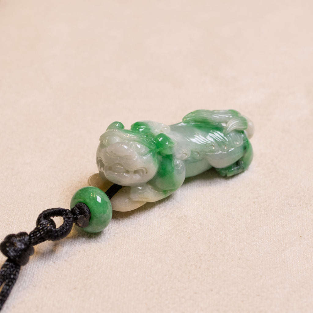 Green Handcrafted PiXiu Jade Pendant - Natural Type A Jade