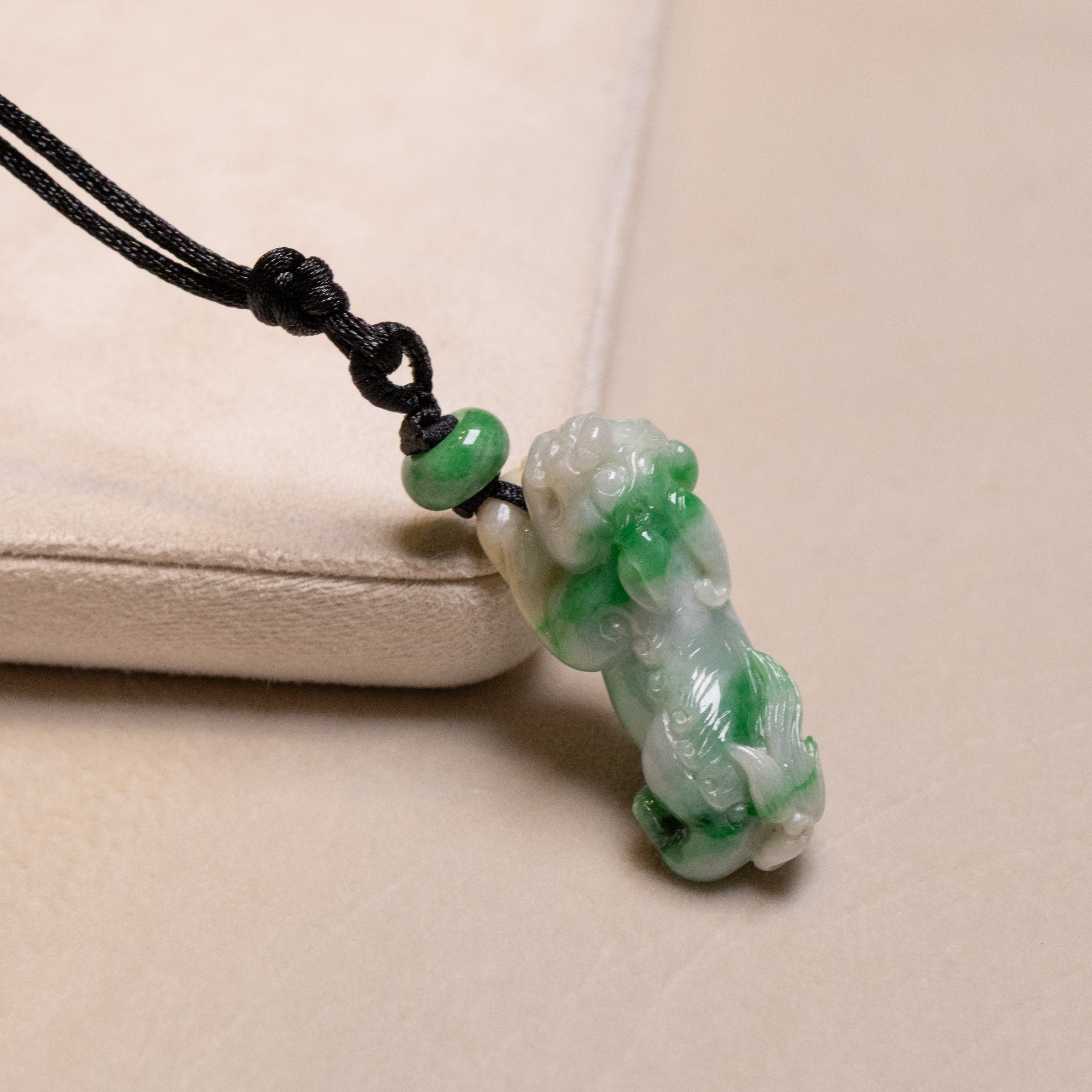 Green Handcrafted PiXiu Jade Pendant - Natural Type A Jade