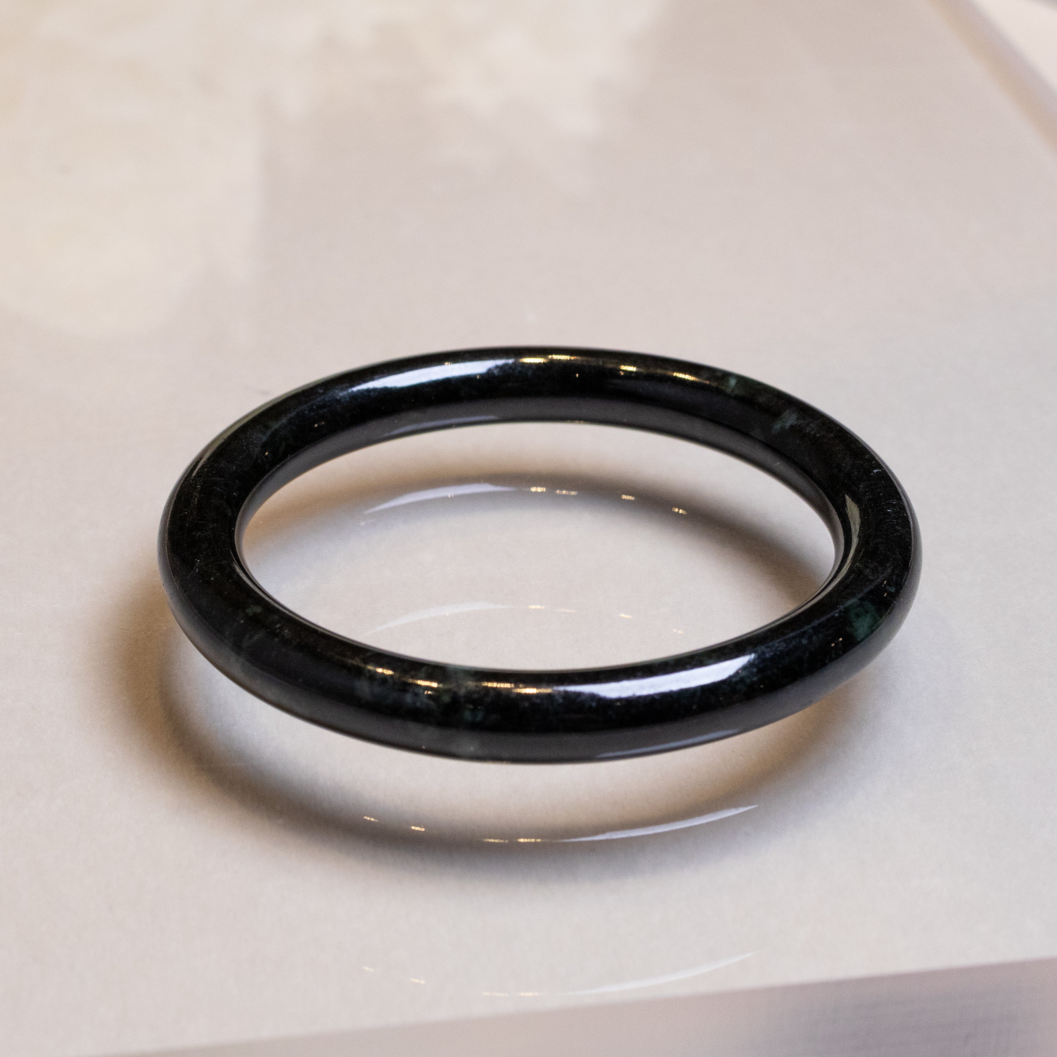 62mm Natural Black Burmese Jadeite Bangle Bracelet –  Round Jade Bangle