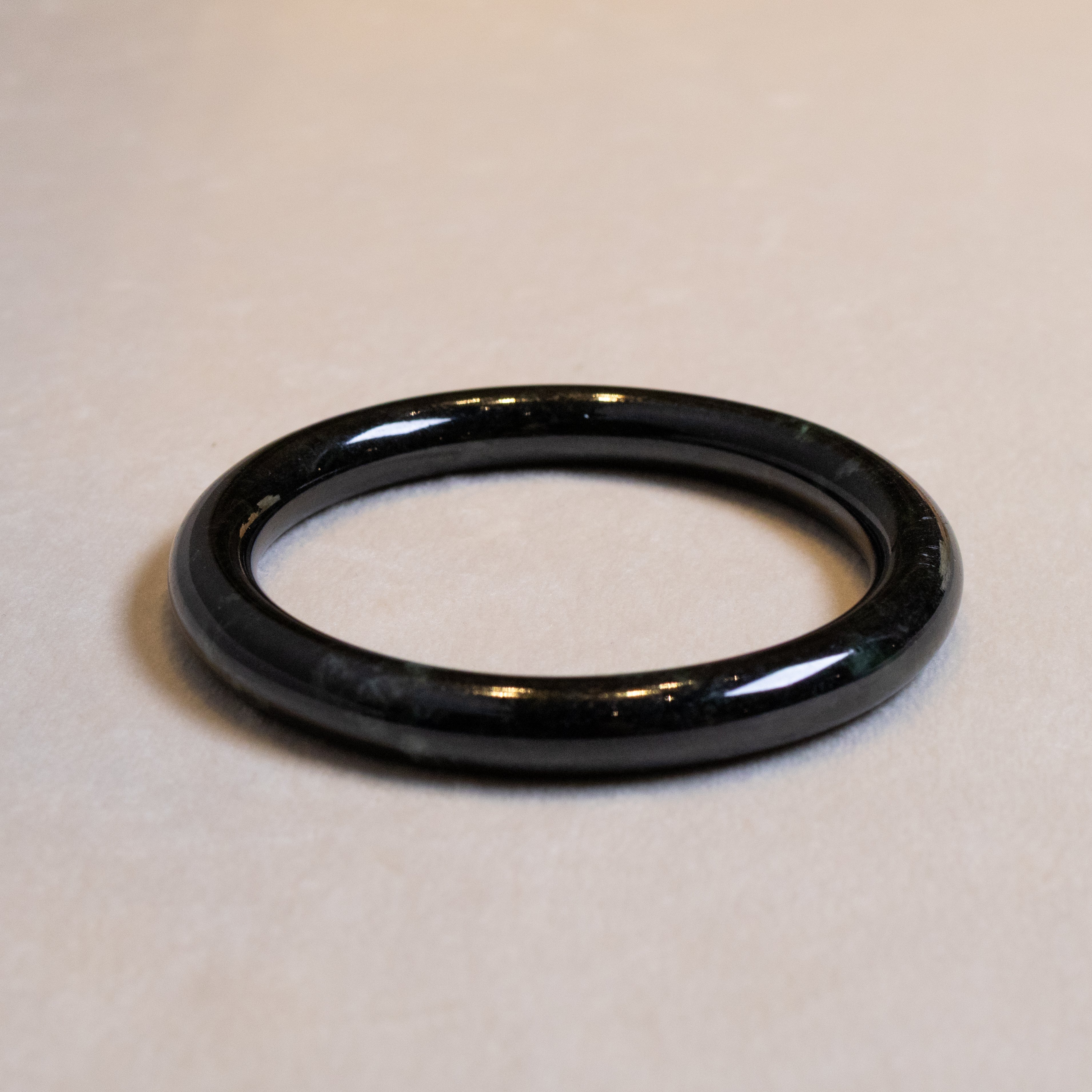 62mm Natural Black Burmese Jadeite Bangle Bracelet –  Round Jade Bangle