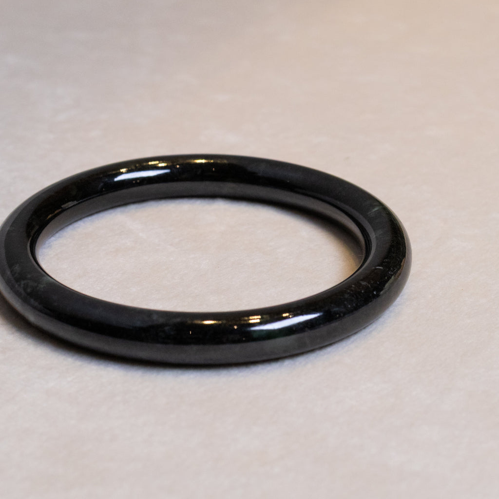 62mm Natural Black Burmese Jadeite Bangle Bracelet –  Round Jade Bangle