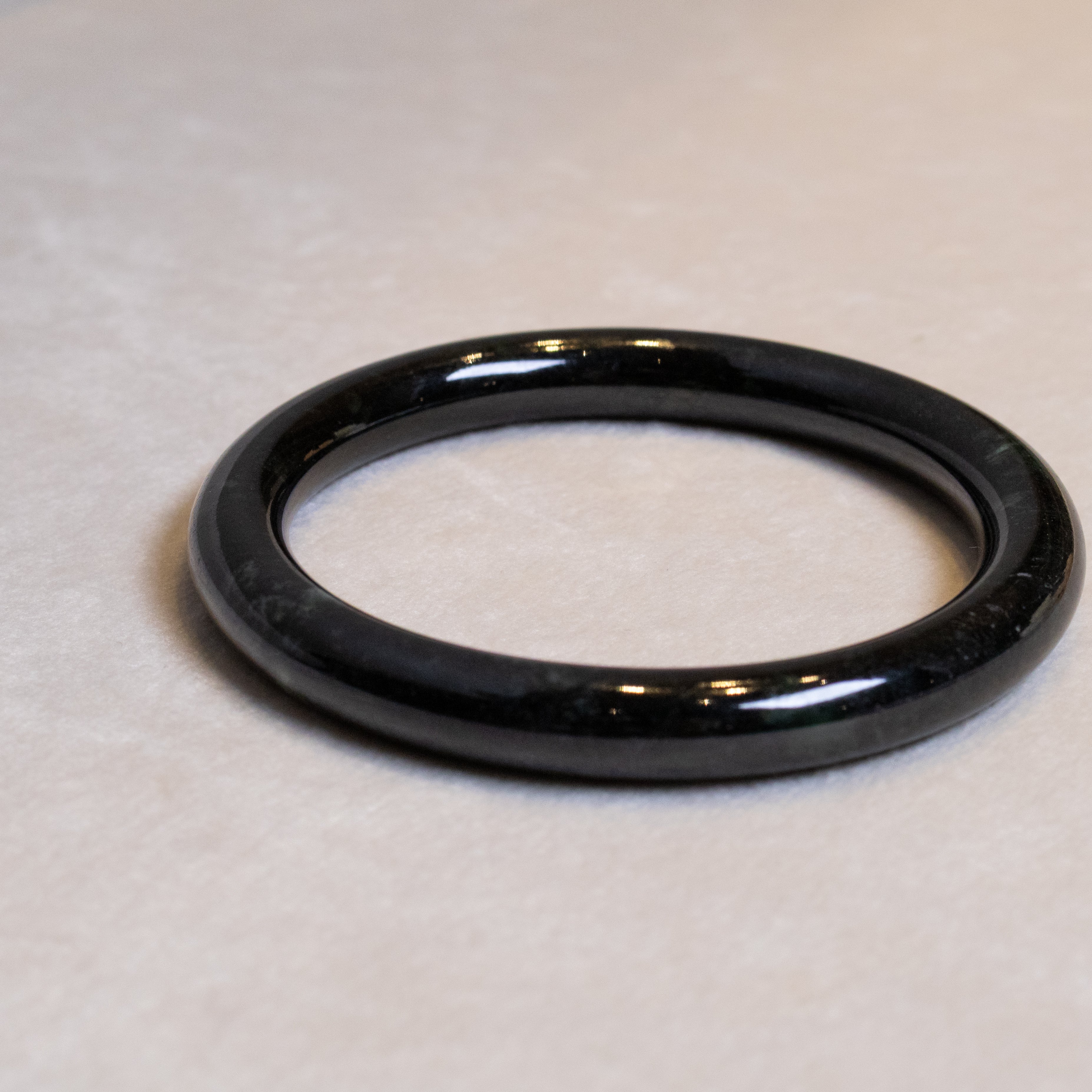 62mm Natural Black Burmese Jadeite Bangle Bracelet –  Round Jade Bangle