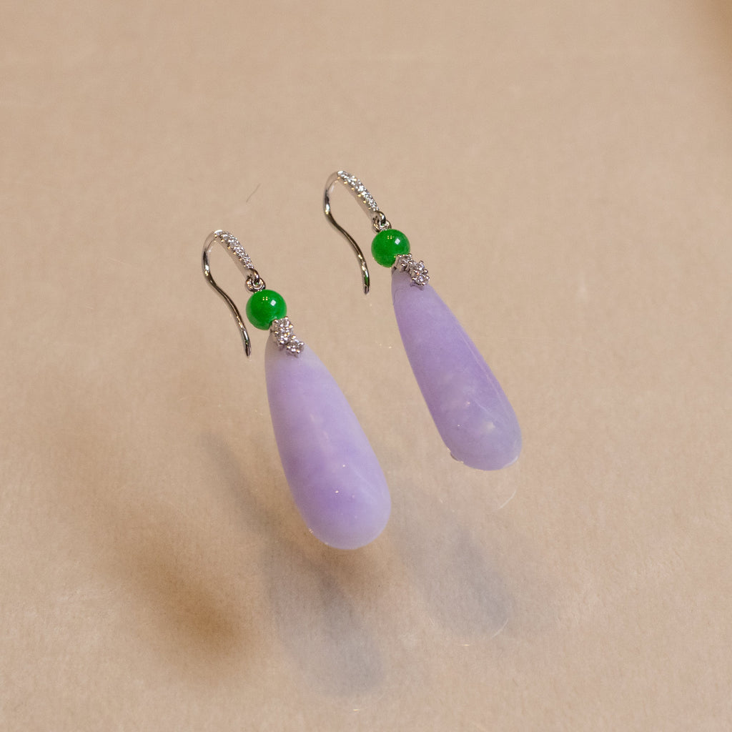 GRANSKY X KATHERINE 18K Gold Inlay Diamond Purple Jade Drop Earring