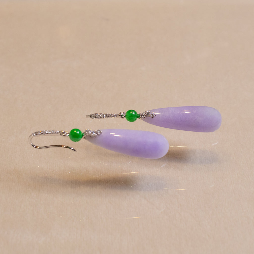 GRANSKY X KATHERINE 18K Gold Inlay Diamond Purple Jade Drop Earring