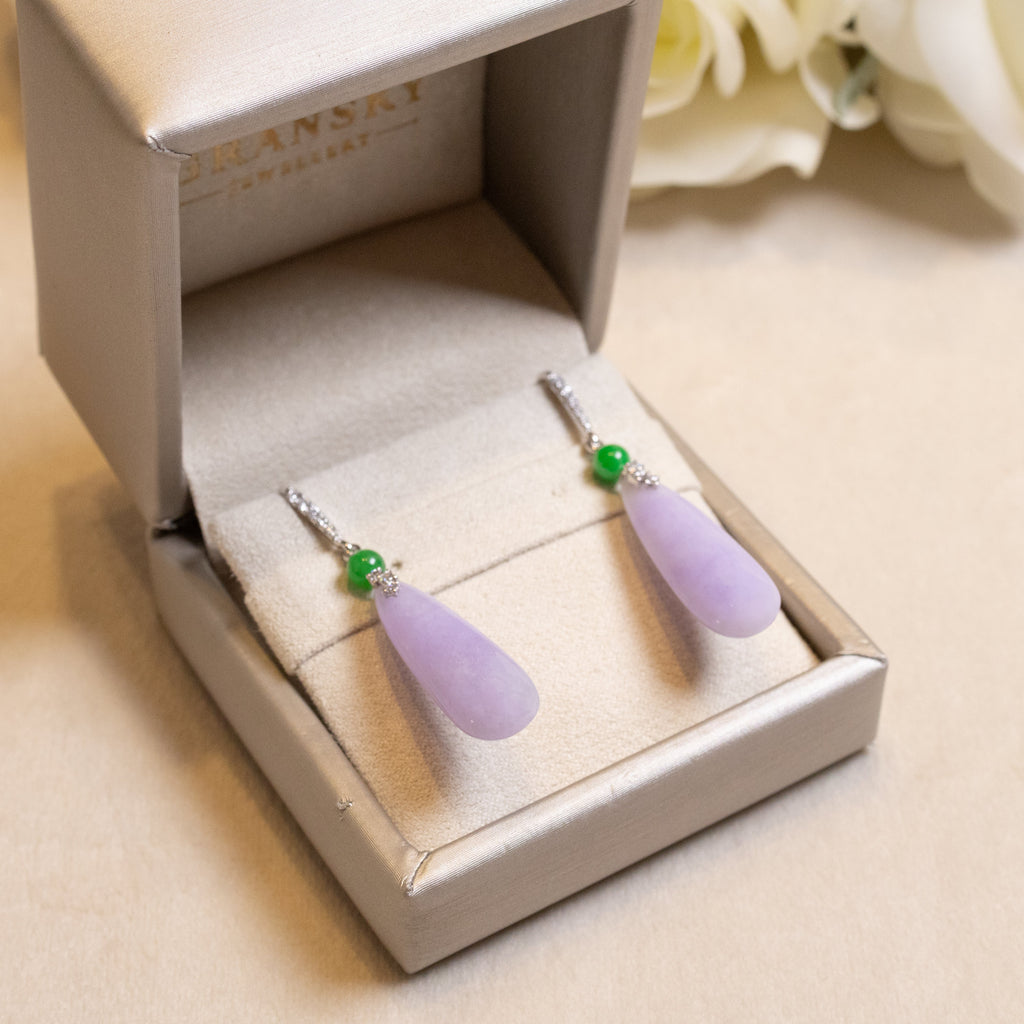 GRANSKY X KATHERINE 18K Gold Inlay Diamond Purple Jade Drop Earring