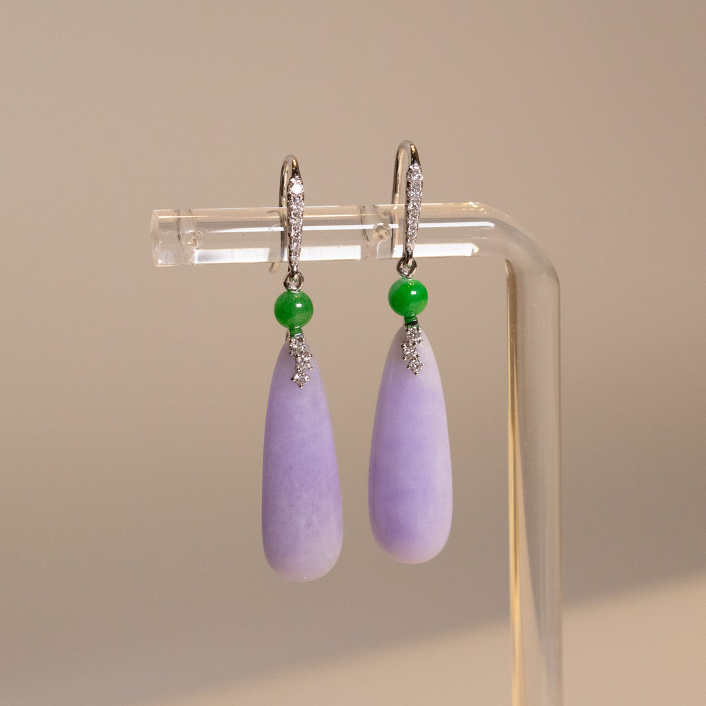 GRANSKY X KATHERINE 18K Gold Inlay Diamond Purple Jade Drop Earring