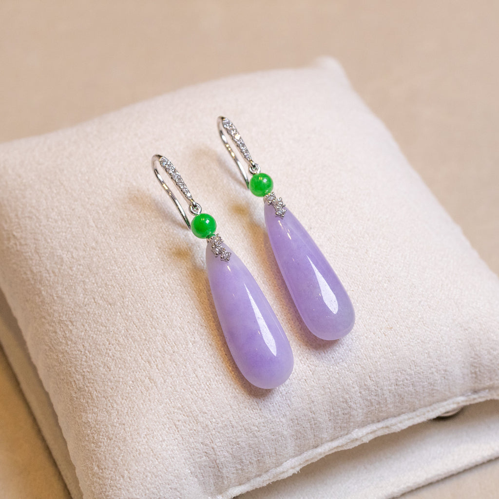 GRANSKY X KATHERINE 18K Gold Inlay Diamond Purple Jade Drop Earring