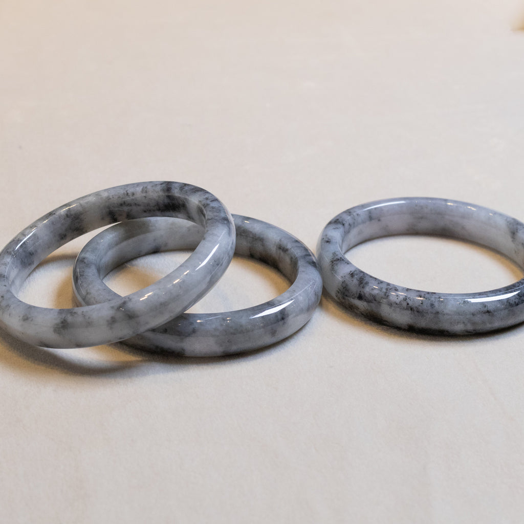 59mm Natural Jadeite Real Jade Gray Bangle Bracelet