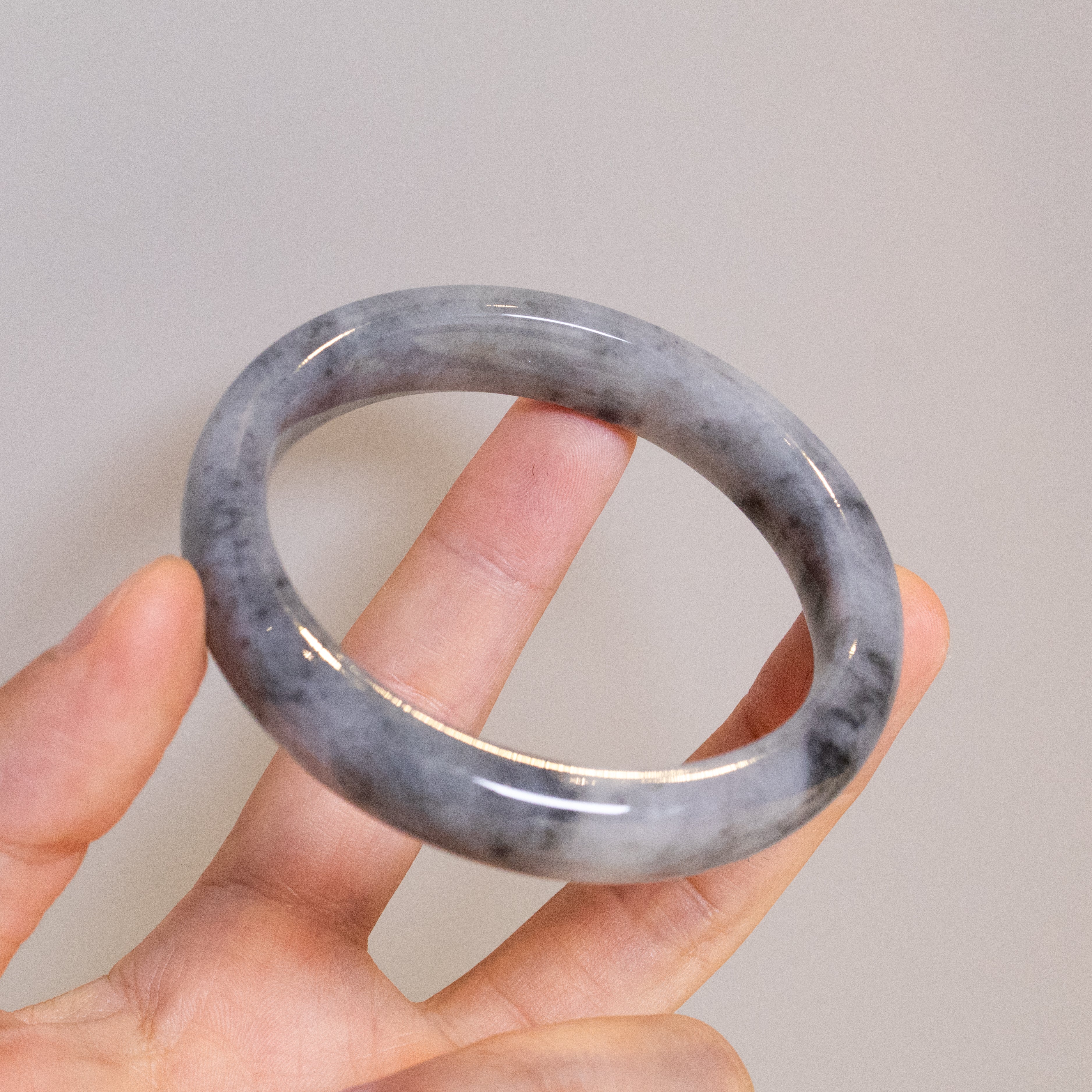 59mm Natural Jadeite Real Jade Gray Bangle Bracelet