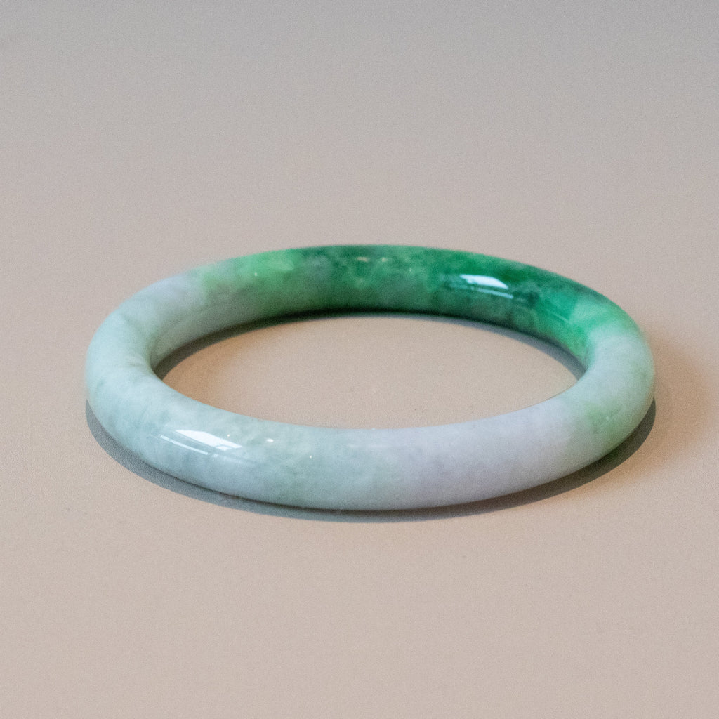 54.5mm Green Jadeite Bangle – Untreated Natural Green Burmese Jadeite