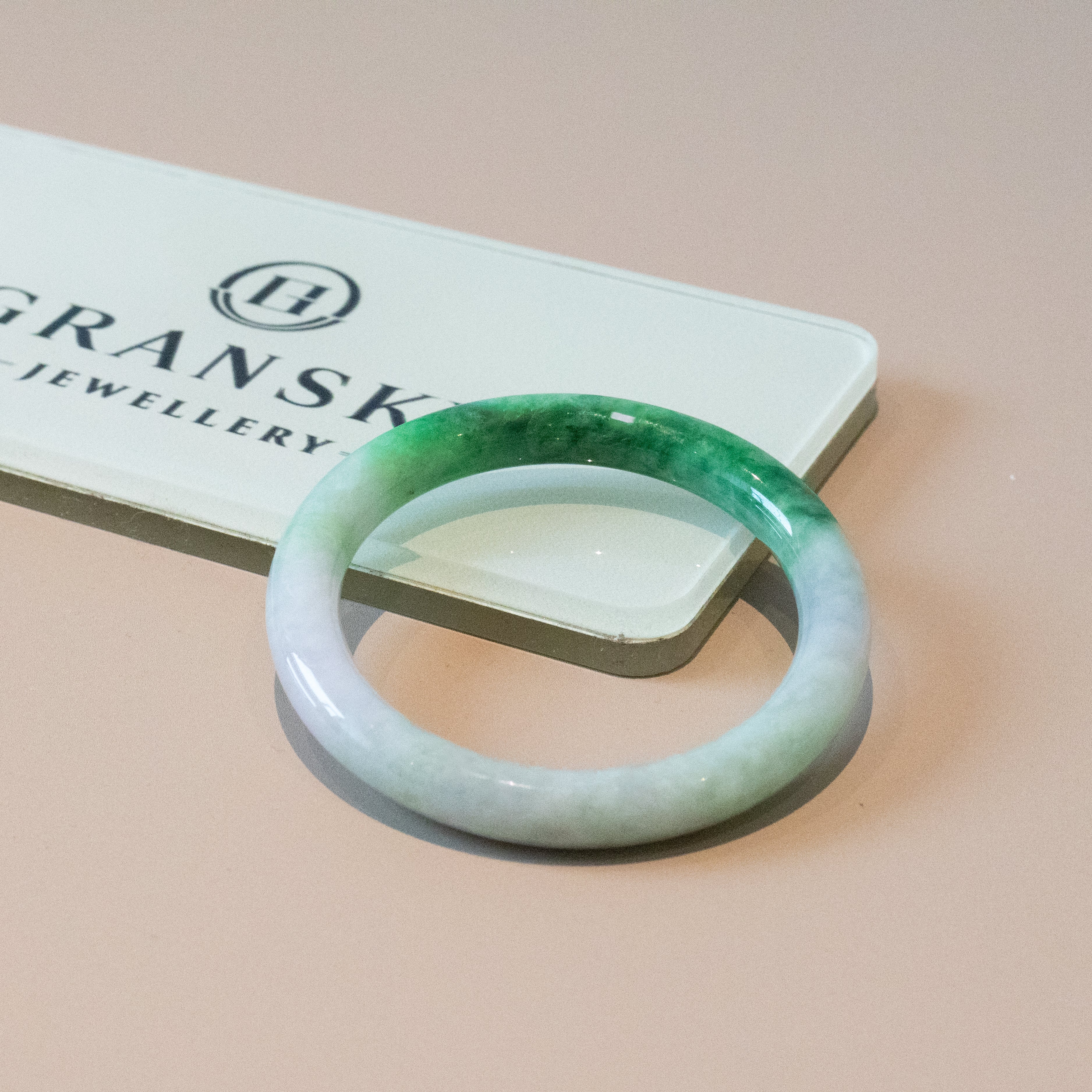 54.5mm Green Jadeite Bangle – Untreated Natural Green Burmese Jadeite