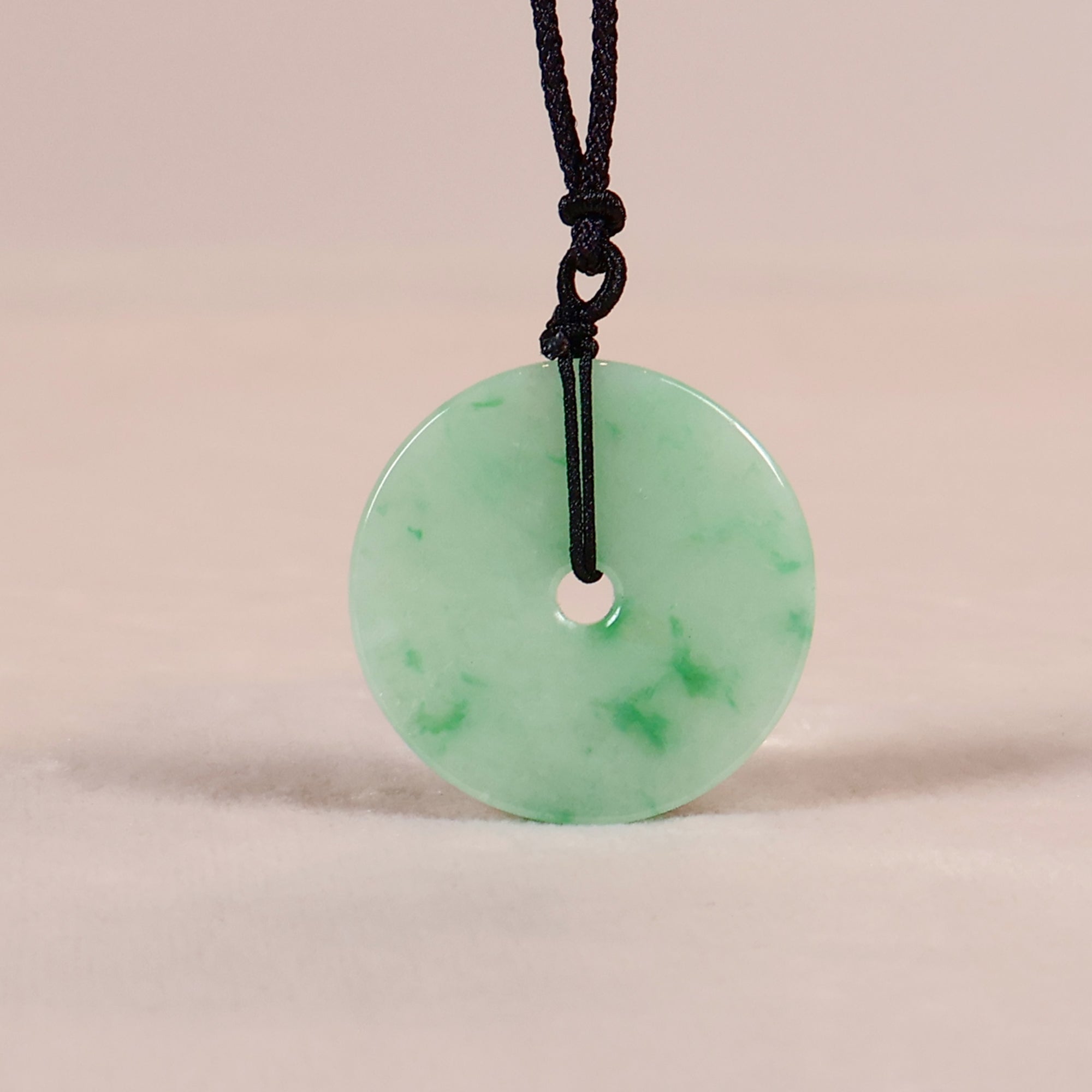 Apple Green Donut Jade Pendant Necklace Type-A Natural