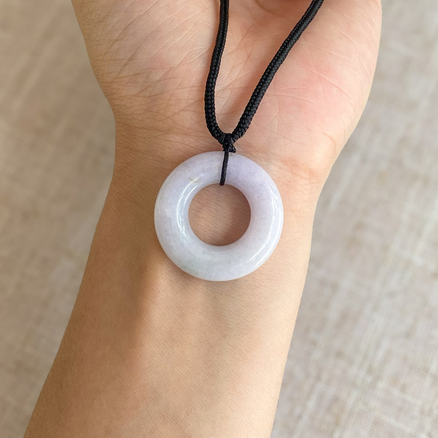 Natural Genuine Purple Donut Jade Pendant Necklace Gifts for Women