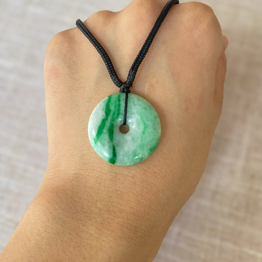 Burmese Jadeite Jade Lucky Green Jade Donut Pendant for a Jade Lover