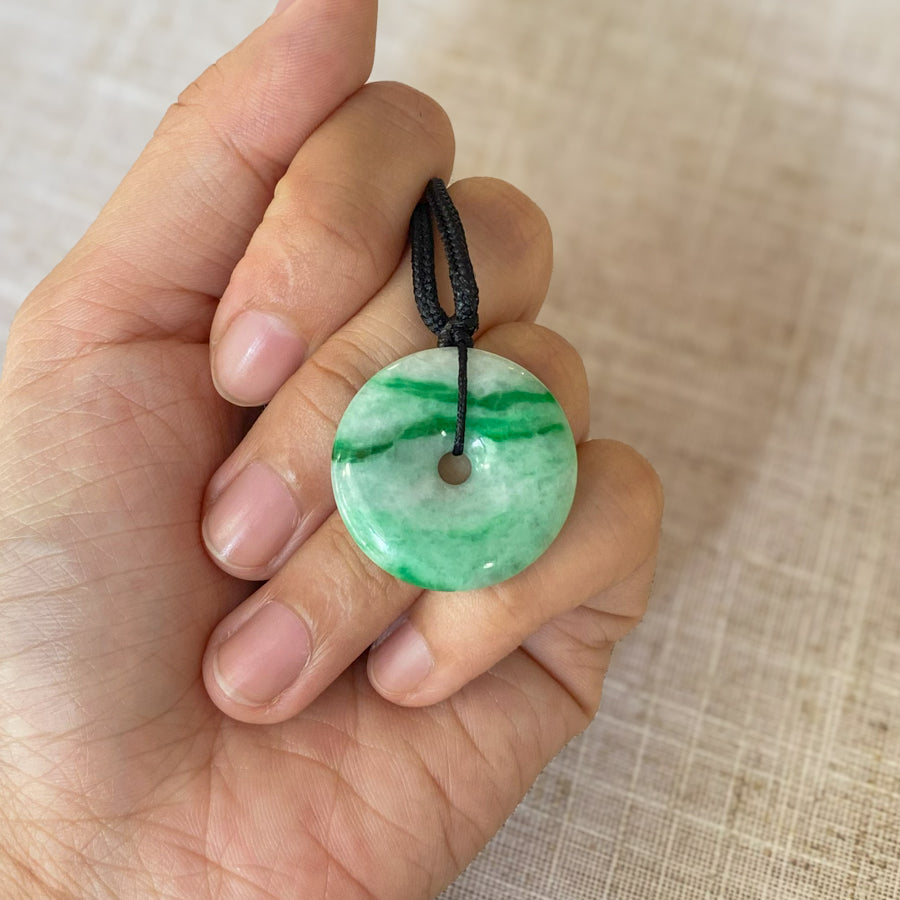 Burmese Jadeite Jade Lucky Green Jade Donut Pendant for a Jade Lover