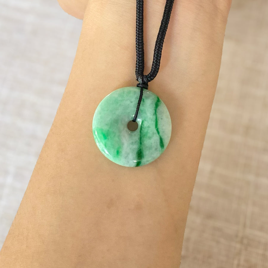 Burmese Jadeite Jade Lucky Green Jade Donut Pendant for a Jade Lover