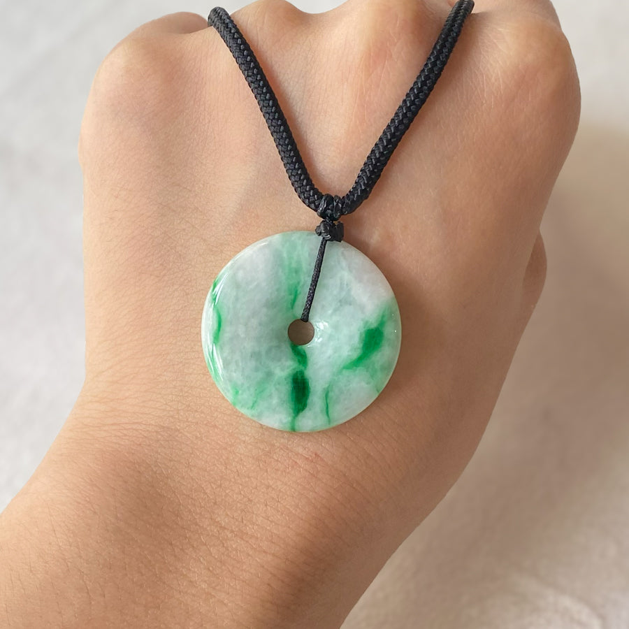 Gransky Burmese Jadeite Jade Lucky Green Jade Donut Pendant