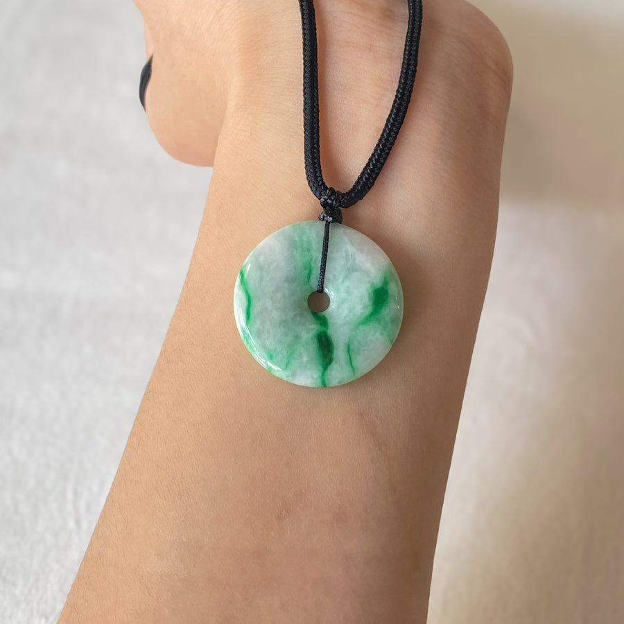 Gransky Burmese Jadeite Jade Lucky Green Jade Donut Pendant