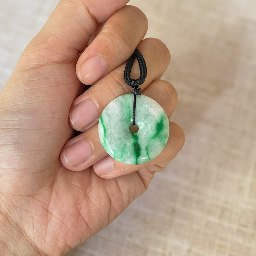 Gransky Burmese Jadeite Jade Lucky Green Jade Donut Pendant