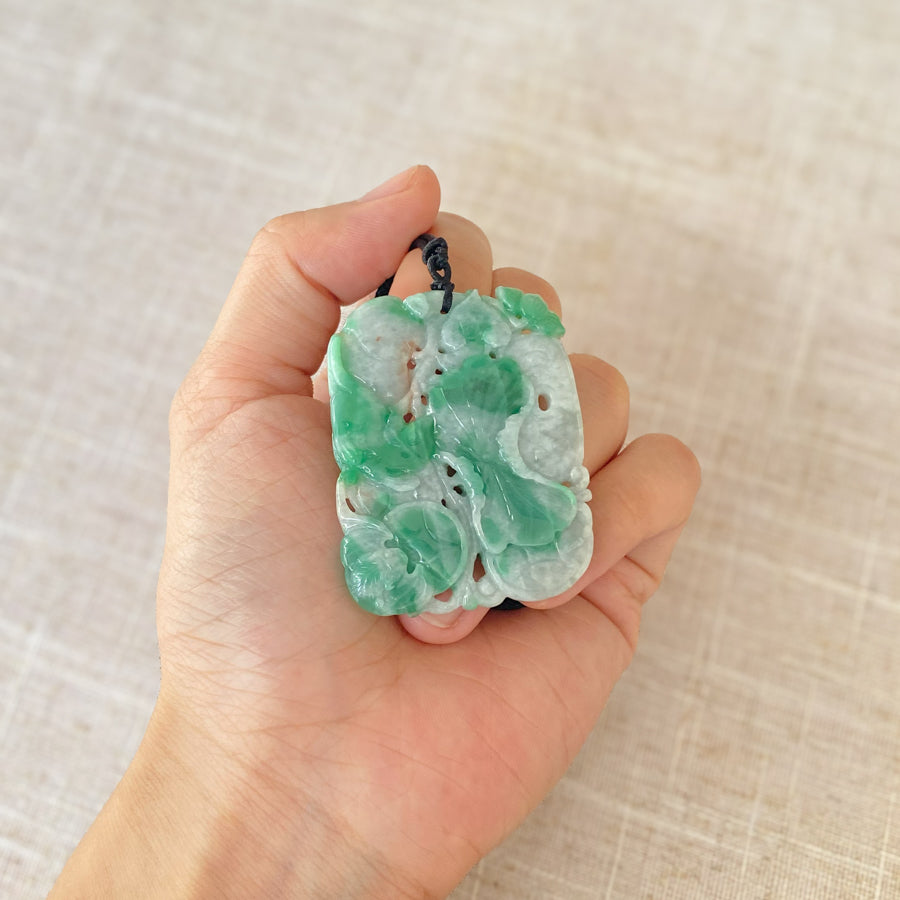 Gransky Grade A Real Jadeite Handmade Carved Green Jade Pendant