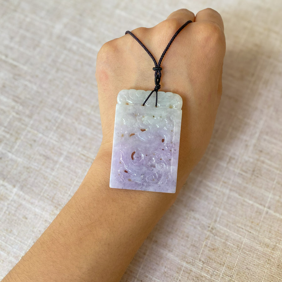 Gransky Genuine Hand Carved Purple Jade Dragon Pendant