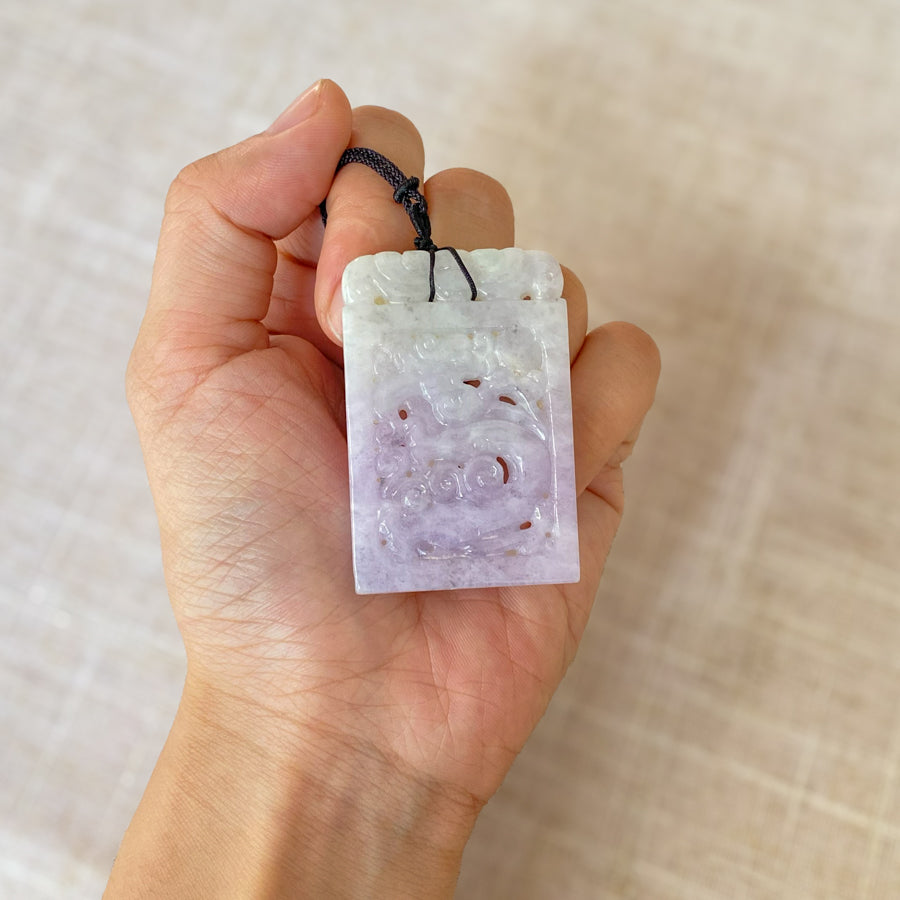 Gransky Genuine Hand Carved Purple Jade Dragon Pendant