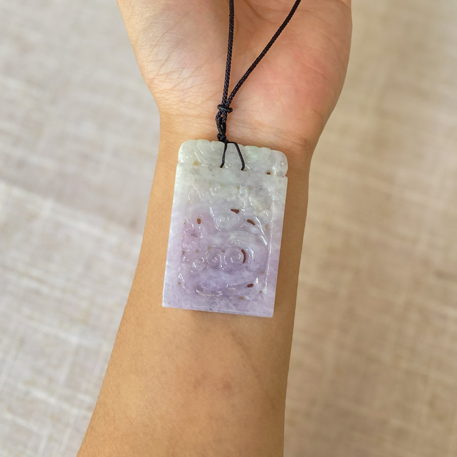 Gransky Genuine Hand Carved Purple Jade Dragon Pendant